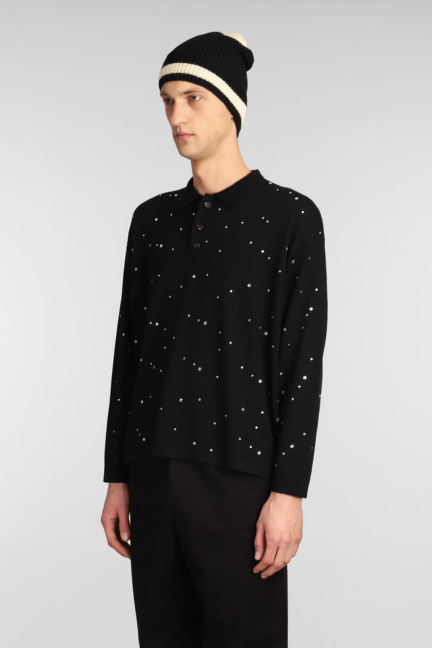 Polo in black wool - Image 4