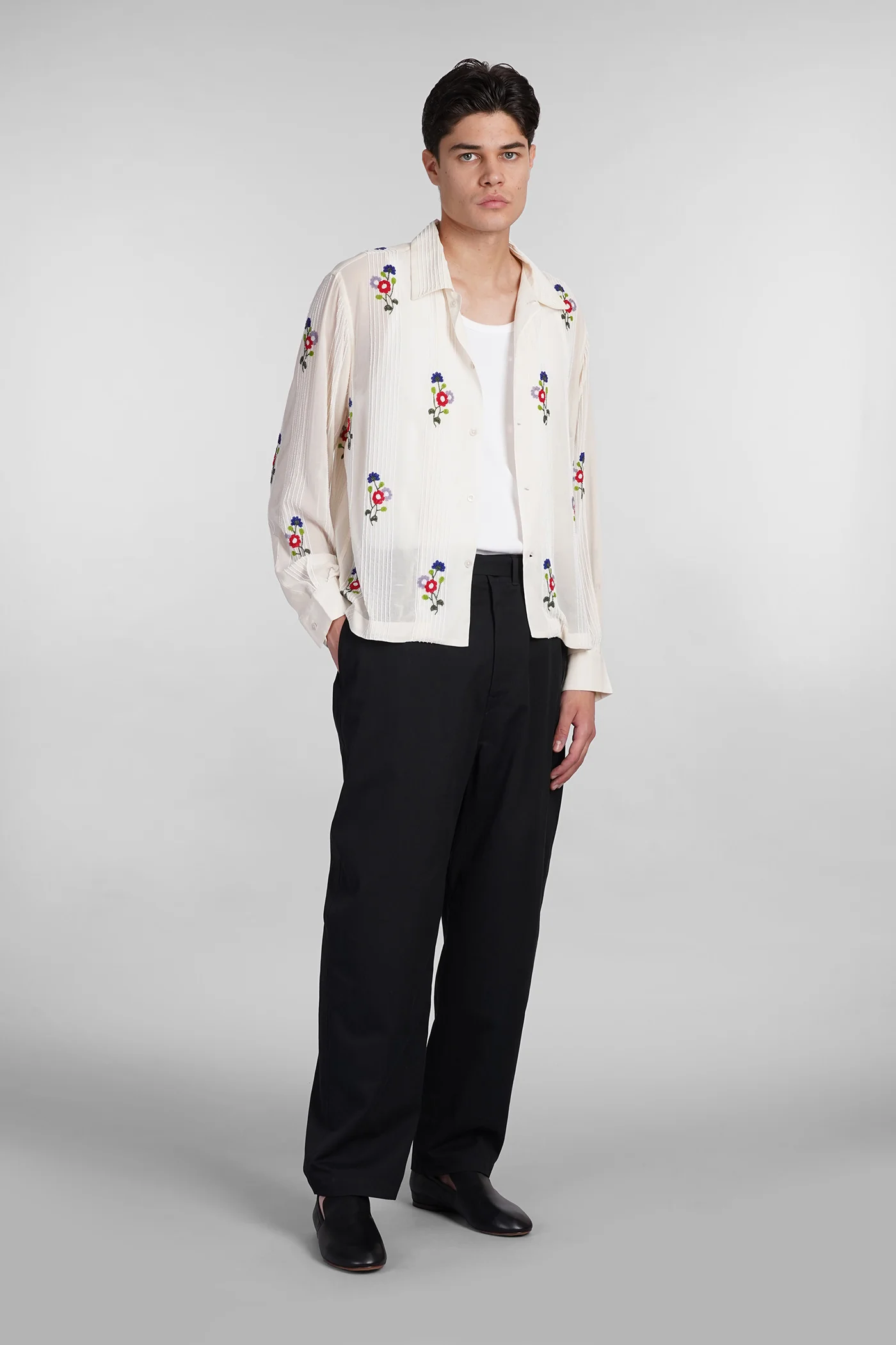 Shirt in beige cotton - Image 2