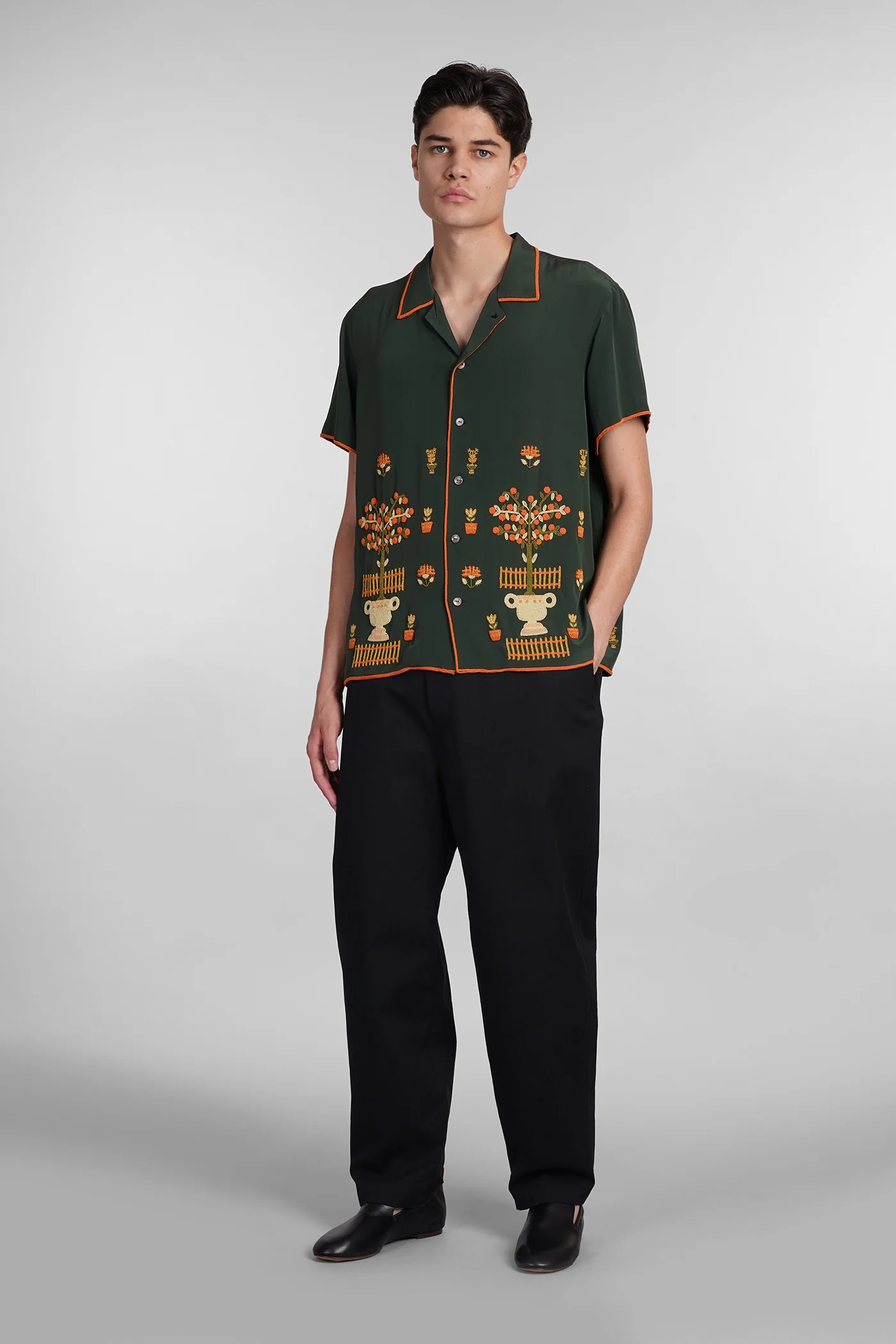 Shirt in green silk - Image 2