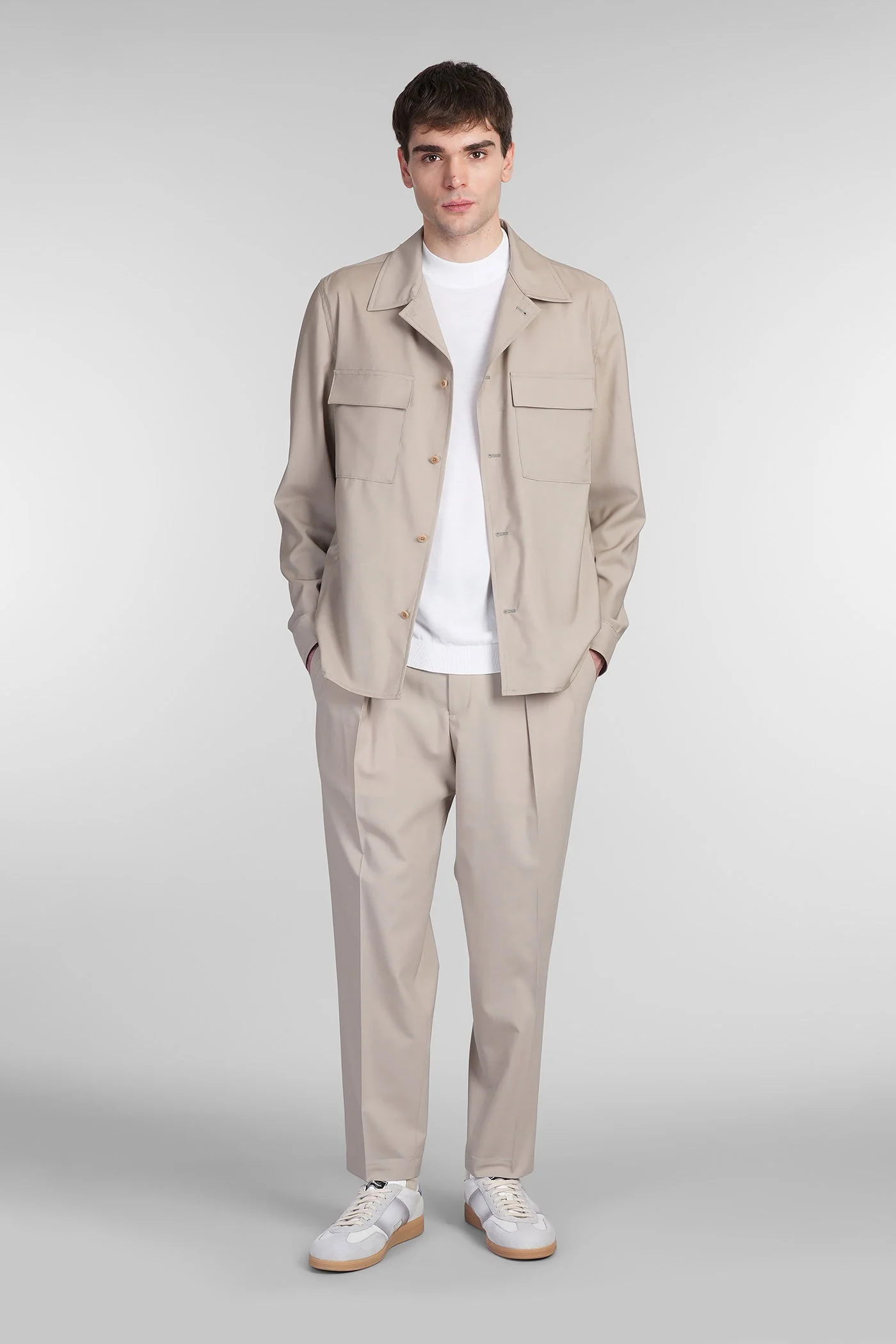 Portobellos Pants in taupe wool - Image 2
