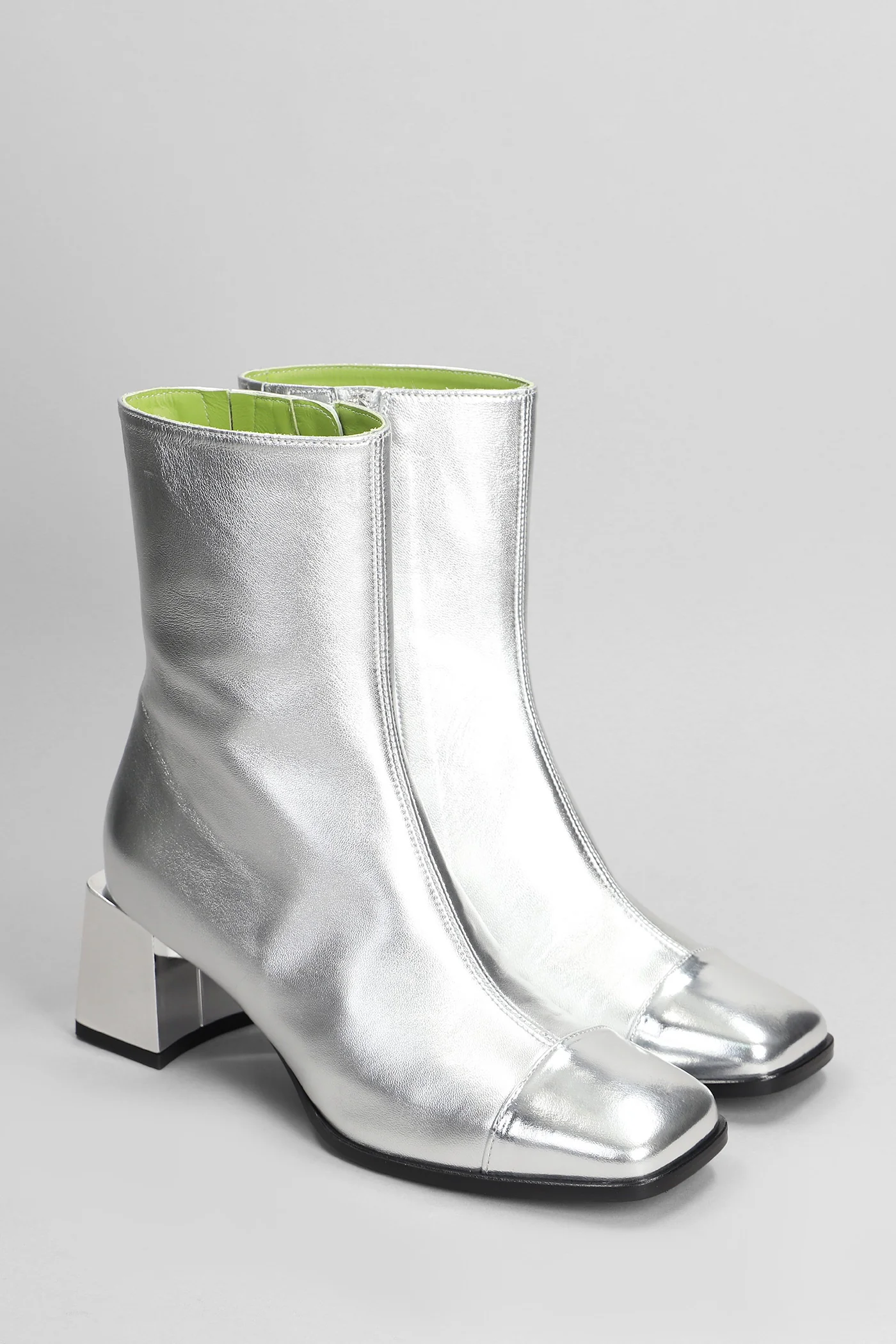 Odeon High heels Ankle boots in silver leather - Image 2