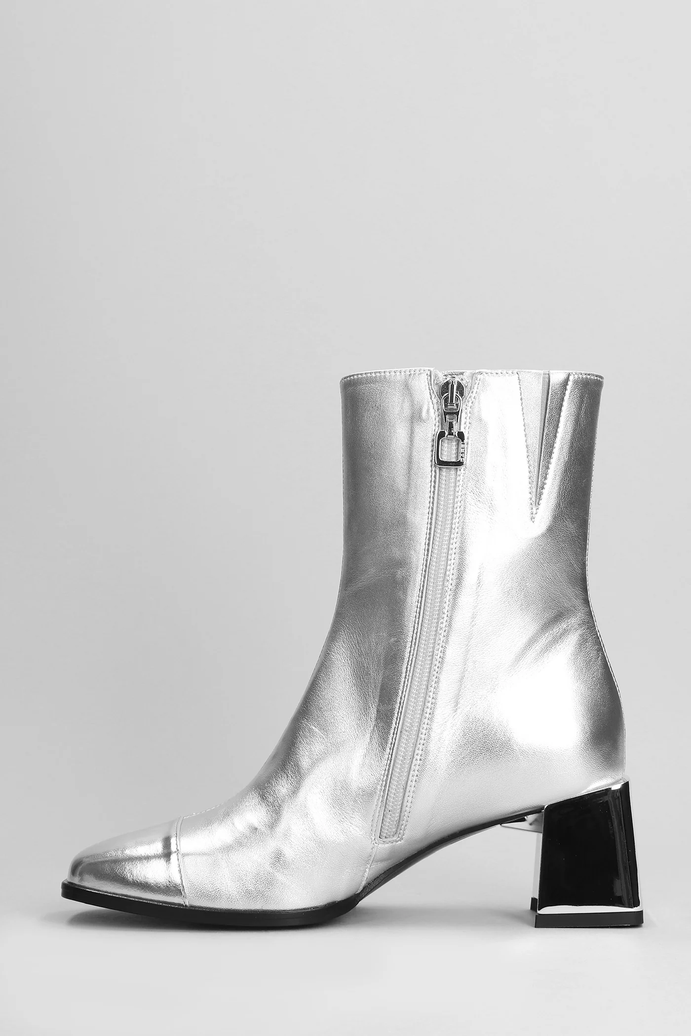 Odeon High heels Ankle boots in silver leather - Image 3