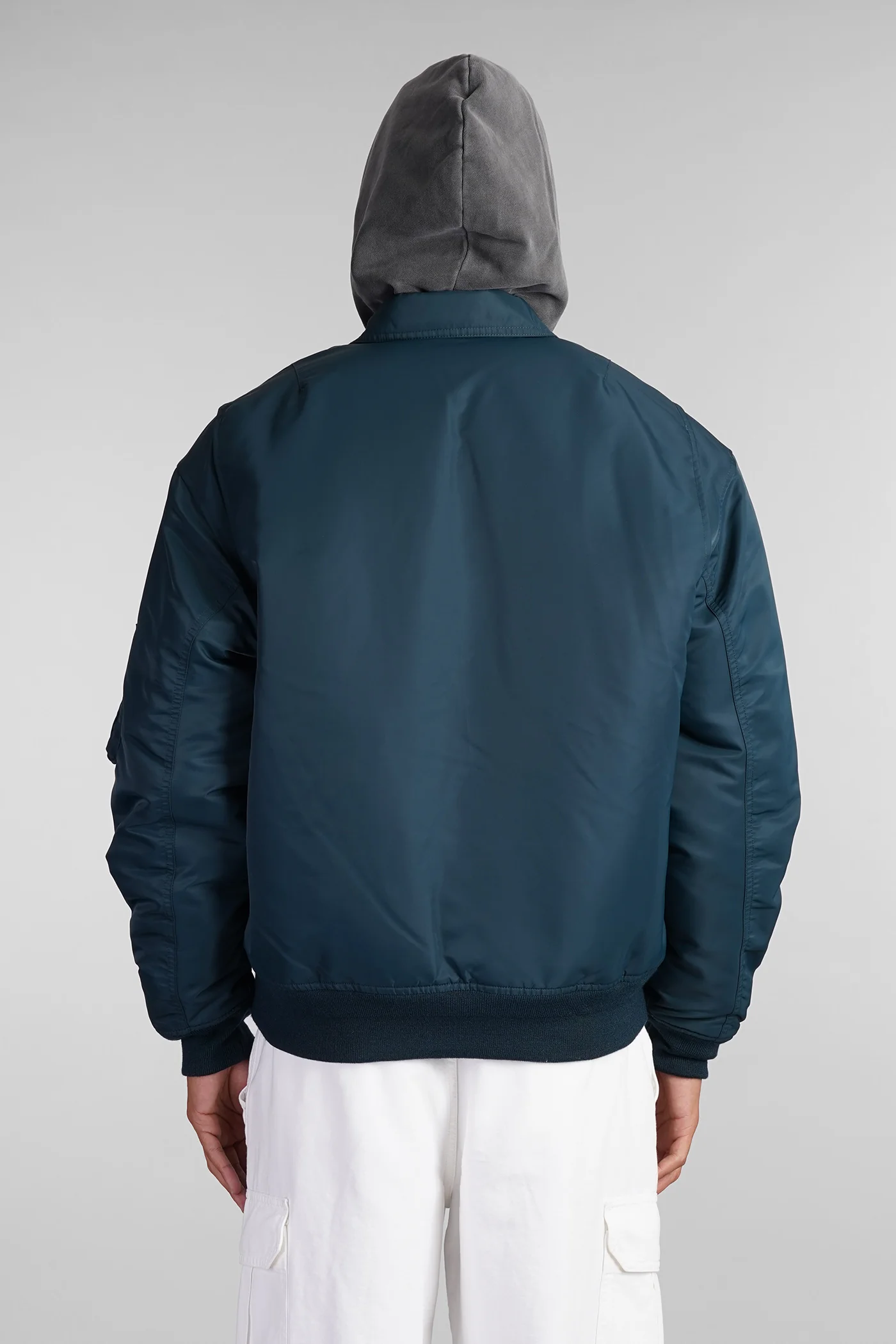 Bomber Jacket in petroleum nylon - Image 3