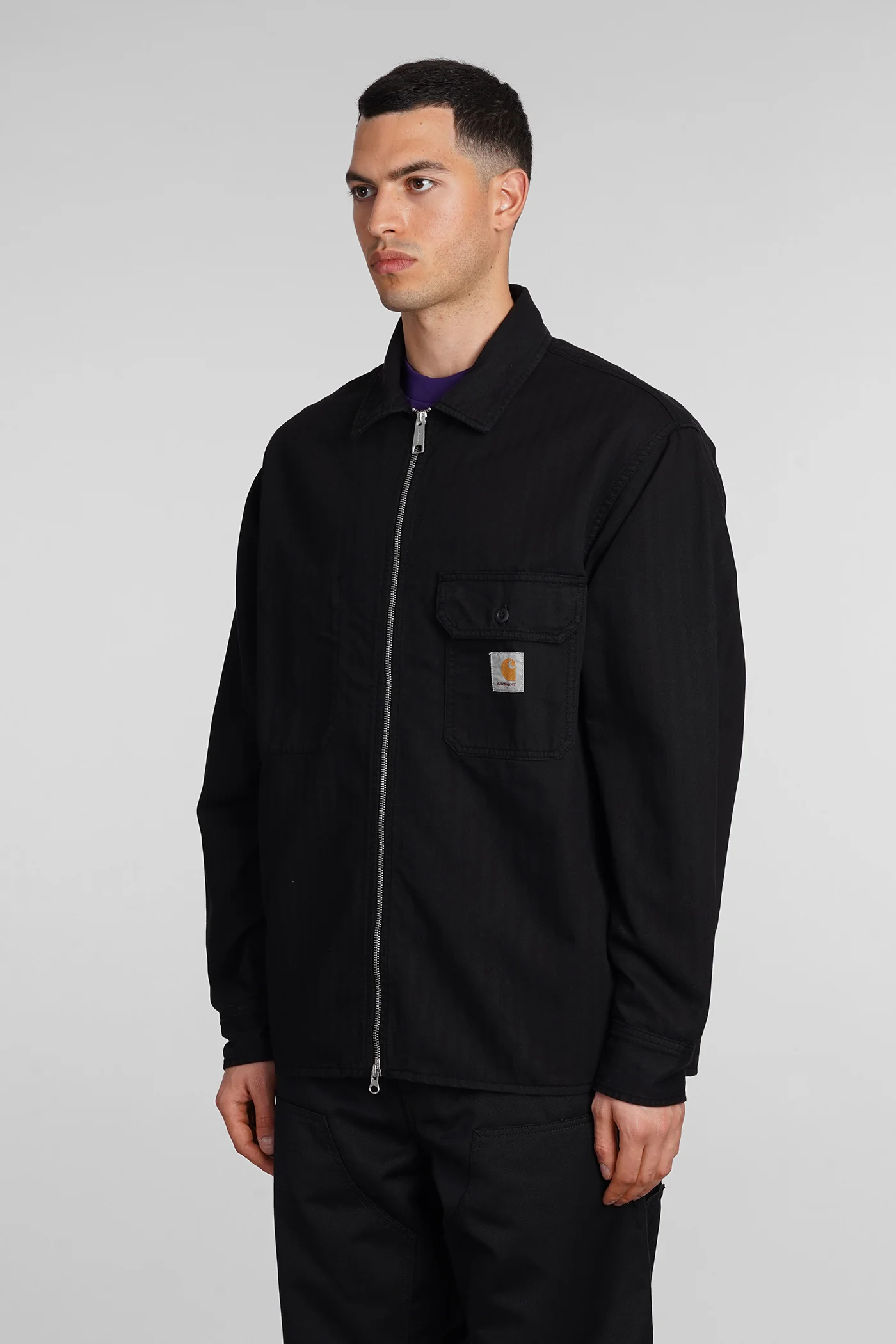 Casual jacket in black cotton - Image 4