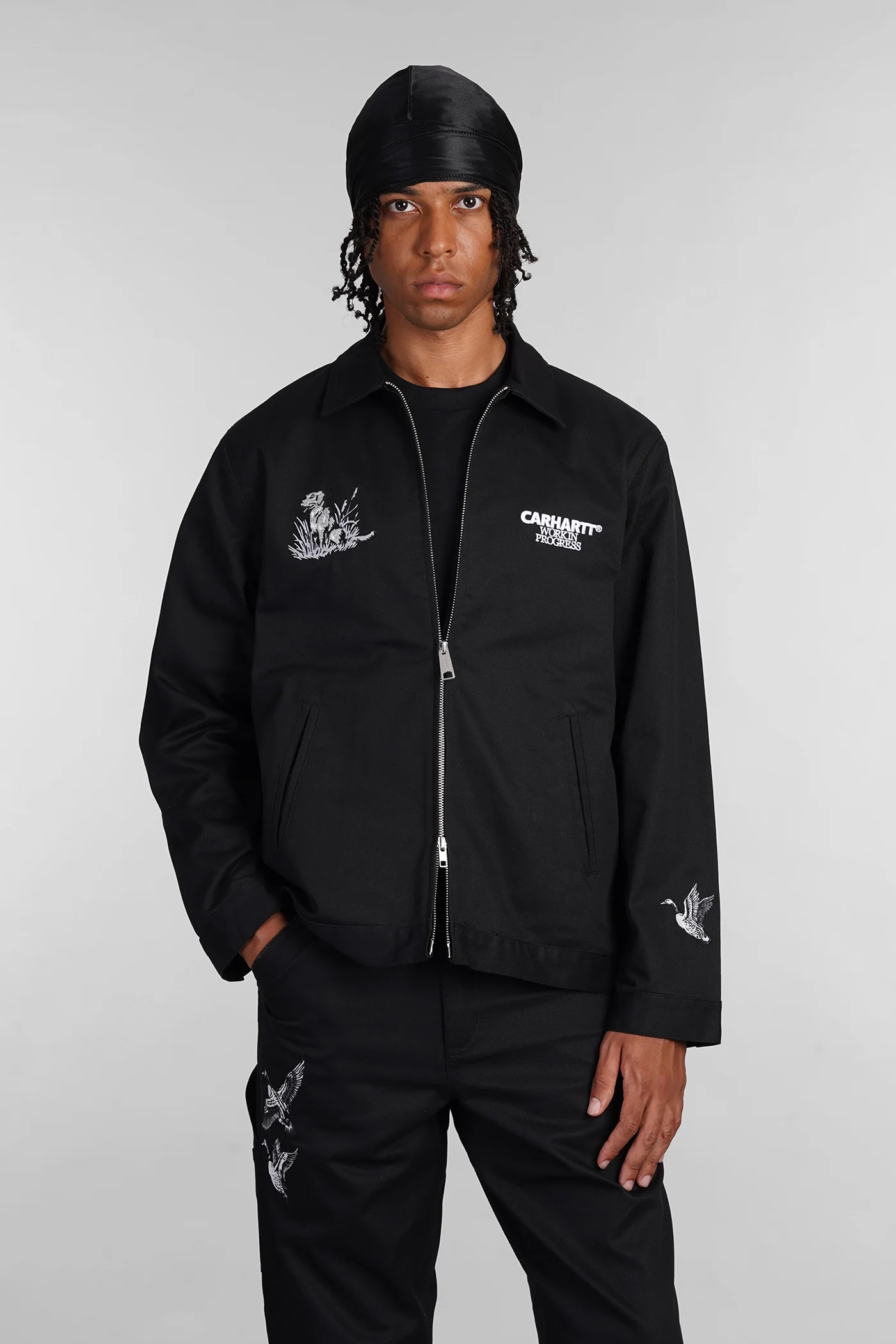 Casual jacket in black cotton