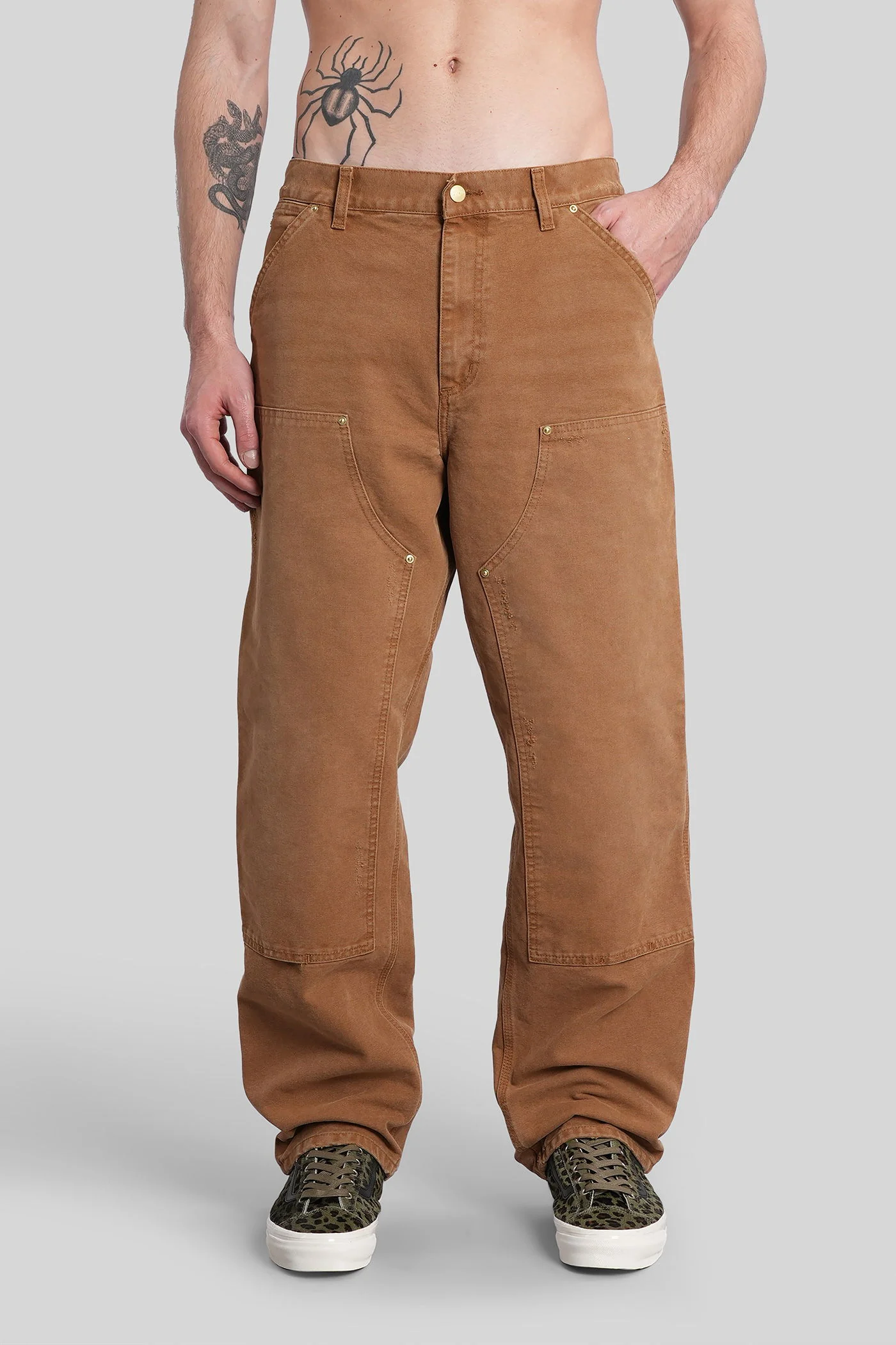 Double knee pant Pants in Camel cotton