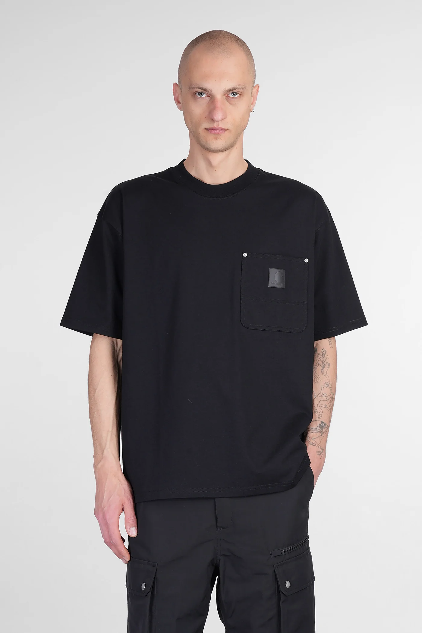 S-S Eldon Pocket T-Shirt in black cotton