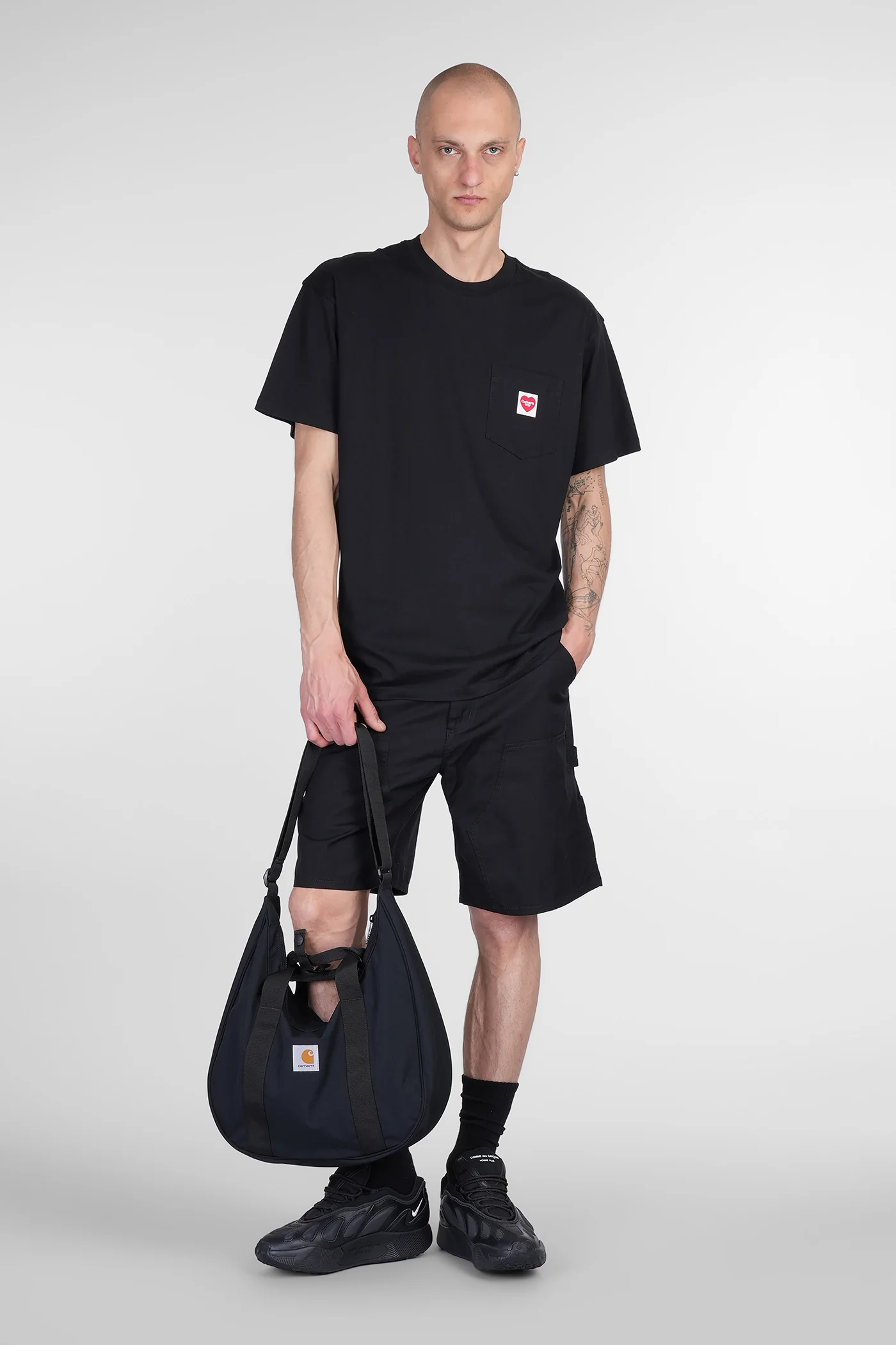 S-S Pocket Heart T-Shirt in black cotton - Image 2