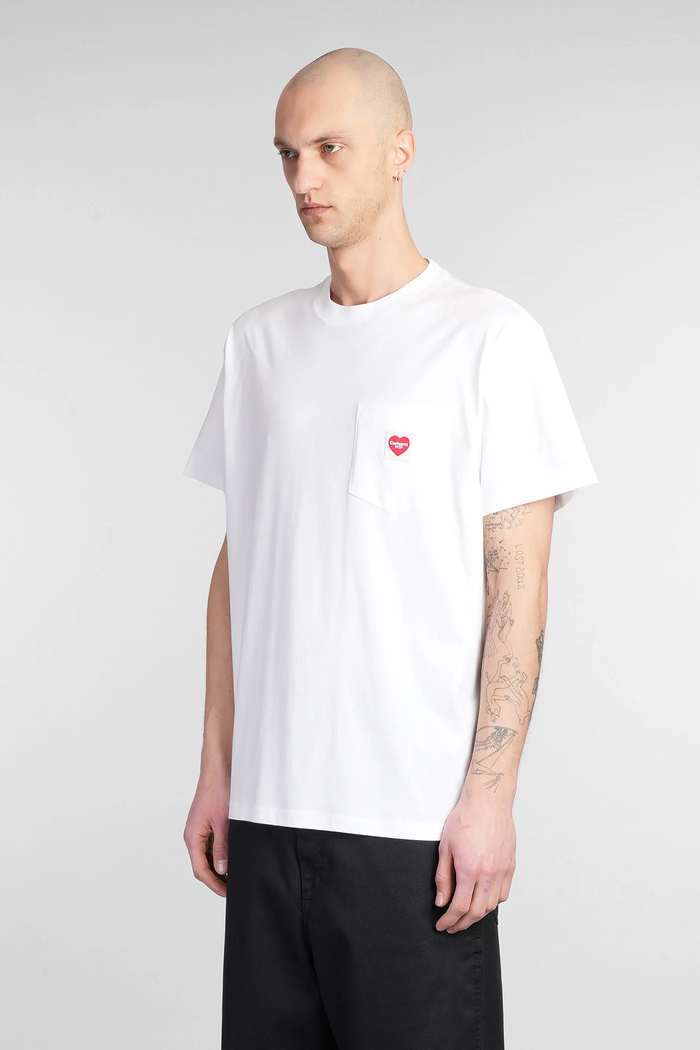 S-S Pocket Heart T-Shirt in white cotton - Image 4