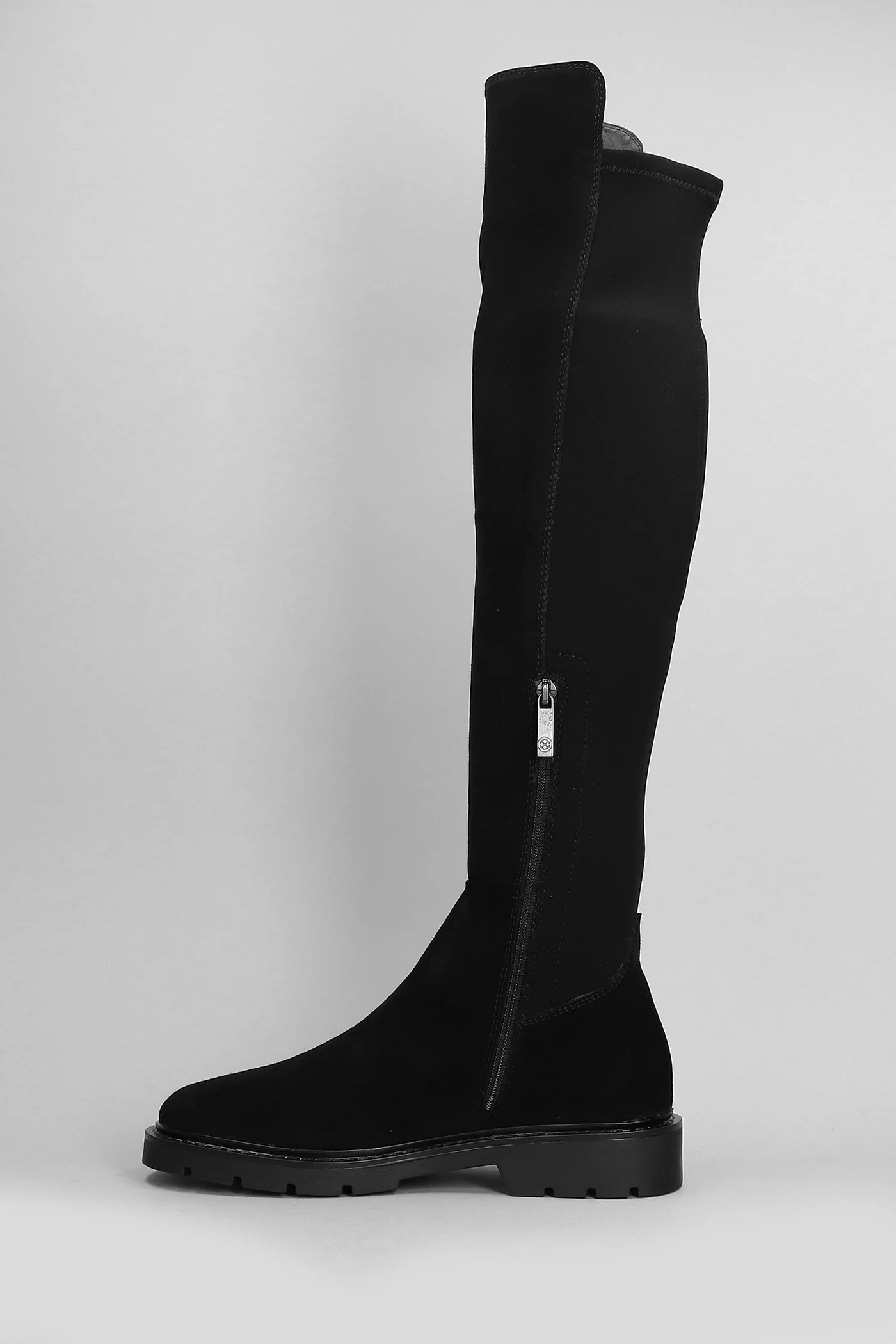 Brit Stretch low heels boots in black Suede and fabric - Image 3