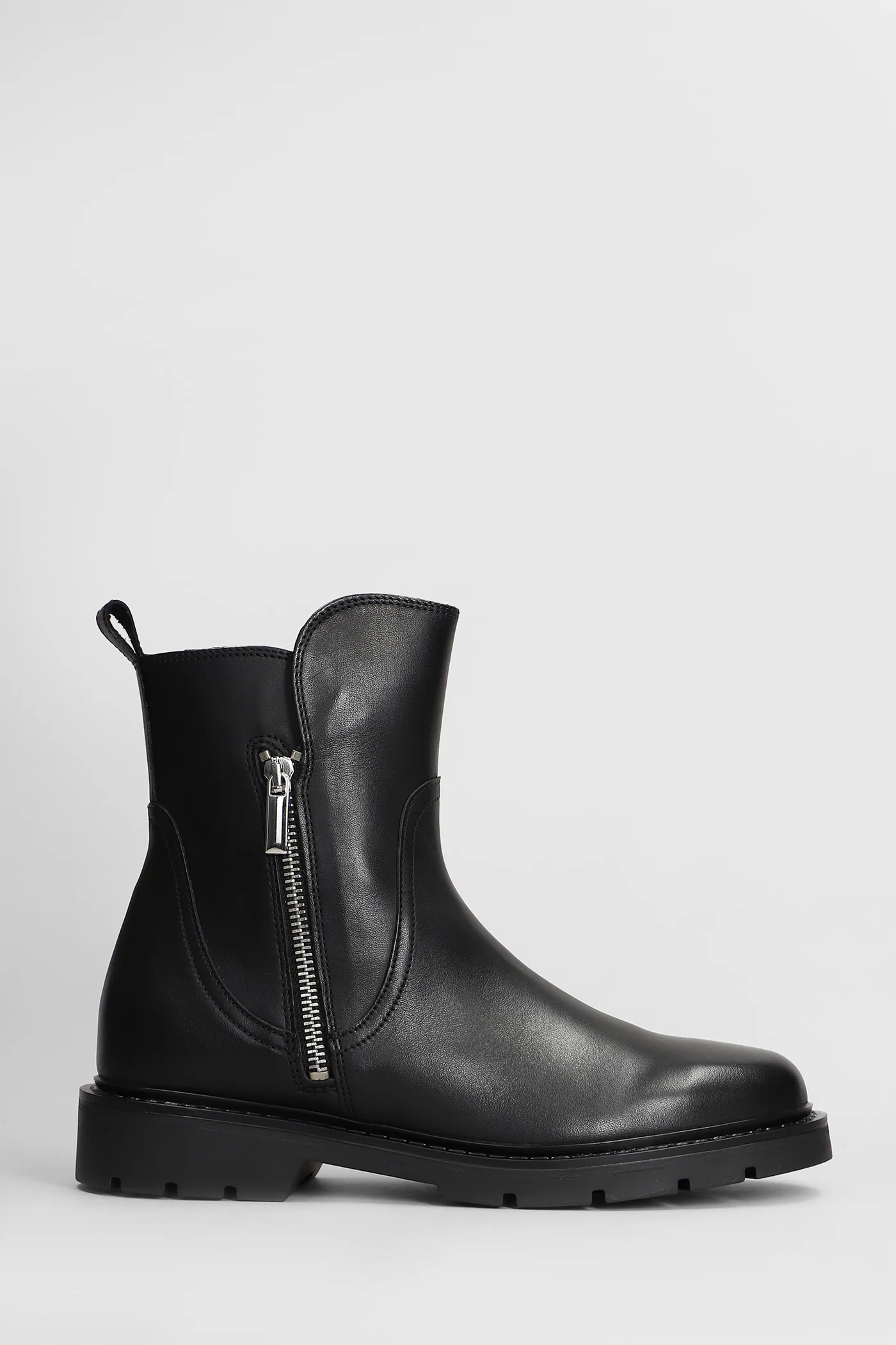 Brit Zip Combat boots in black leather