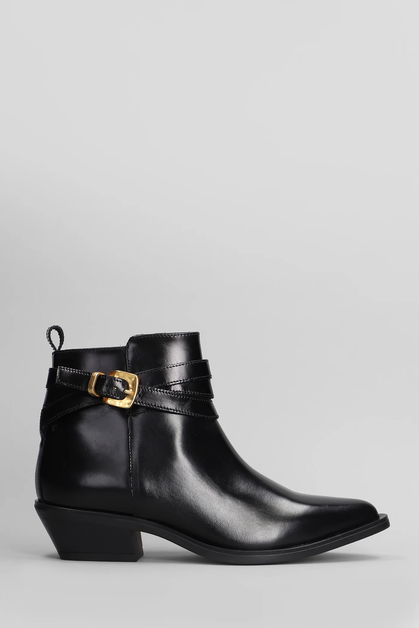Kelly Wrap texan Ankle boots in black leather