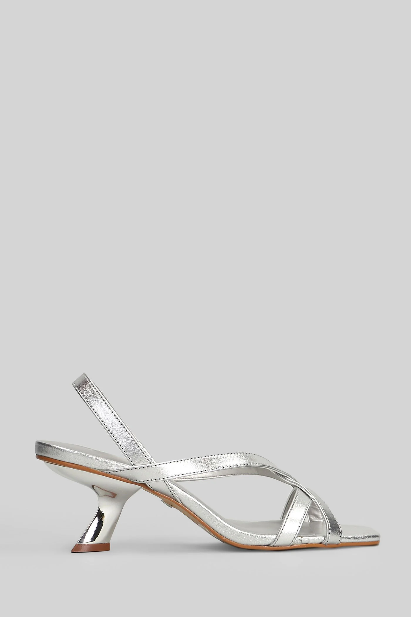 Sandals in silver leather