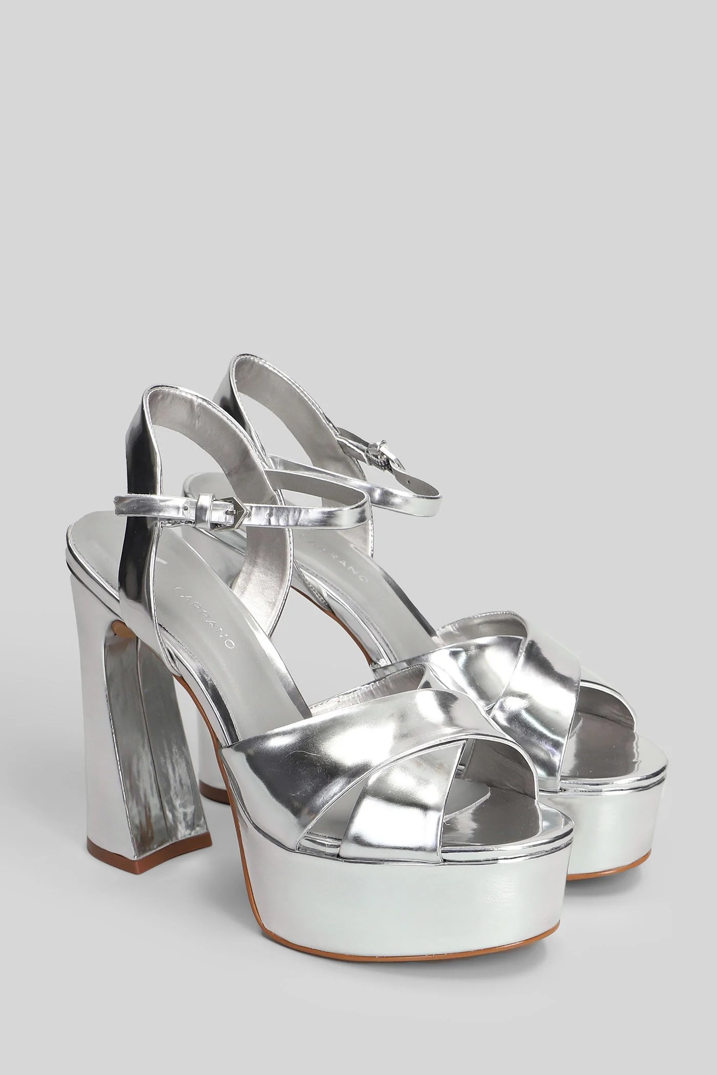 Sandals in silver leather - Image 2