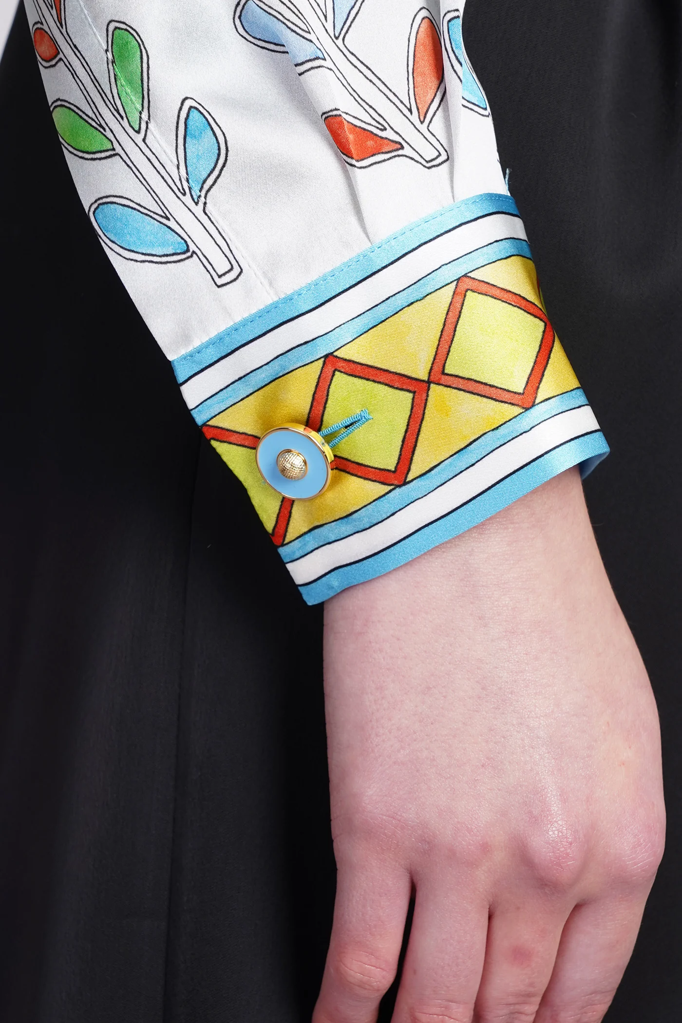 Blouse in cyan silk - Image 5