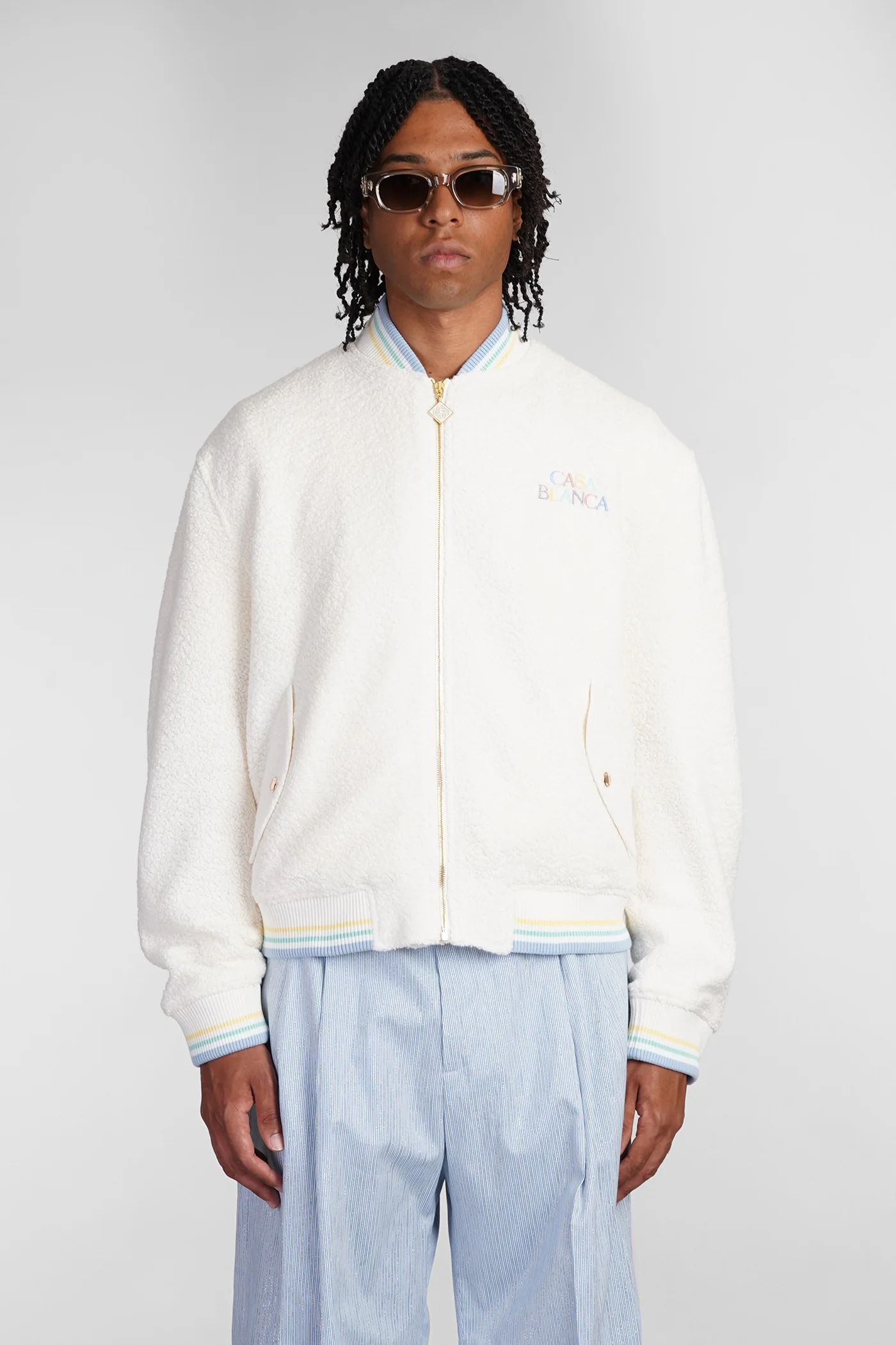 Bomber Jacket in beige wool