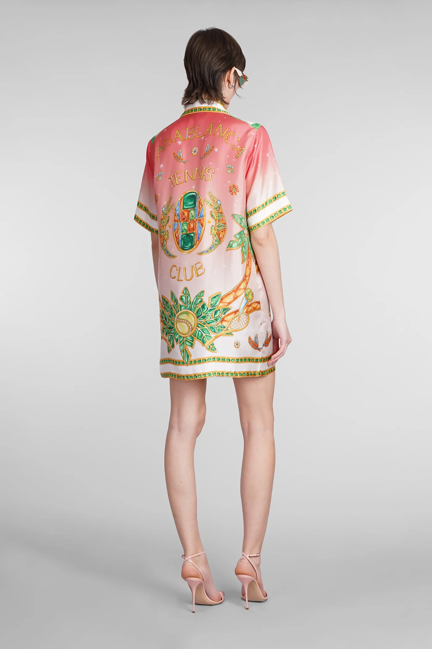 Dress woman  in rose-pink silk - Image 3