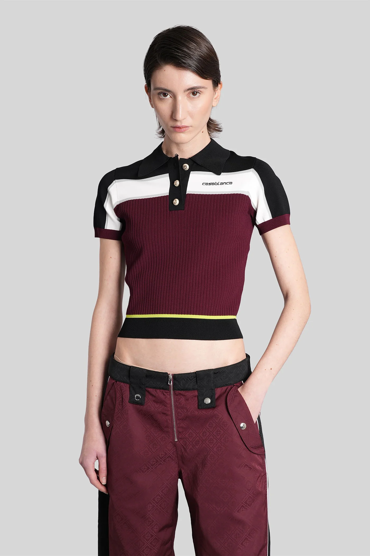 Polo in bordeaux viscose