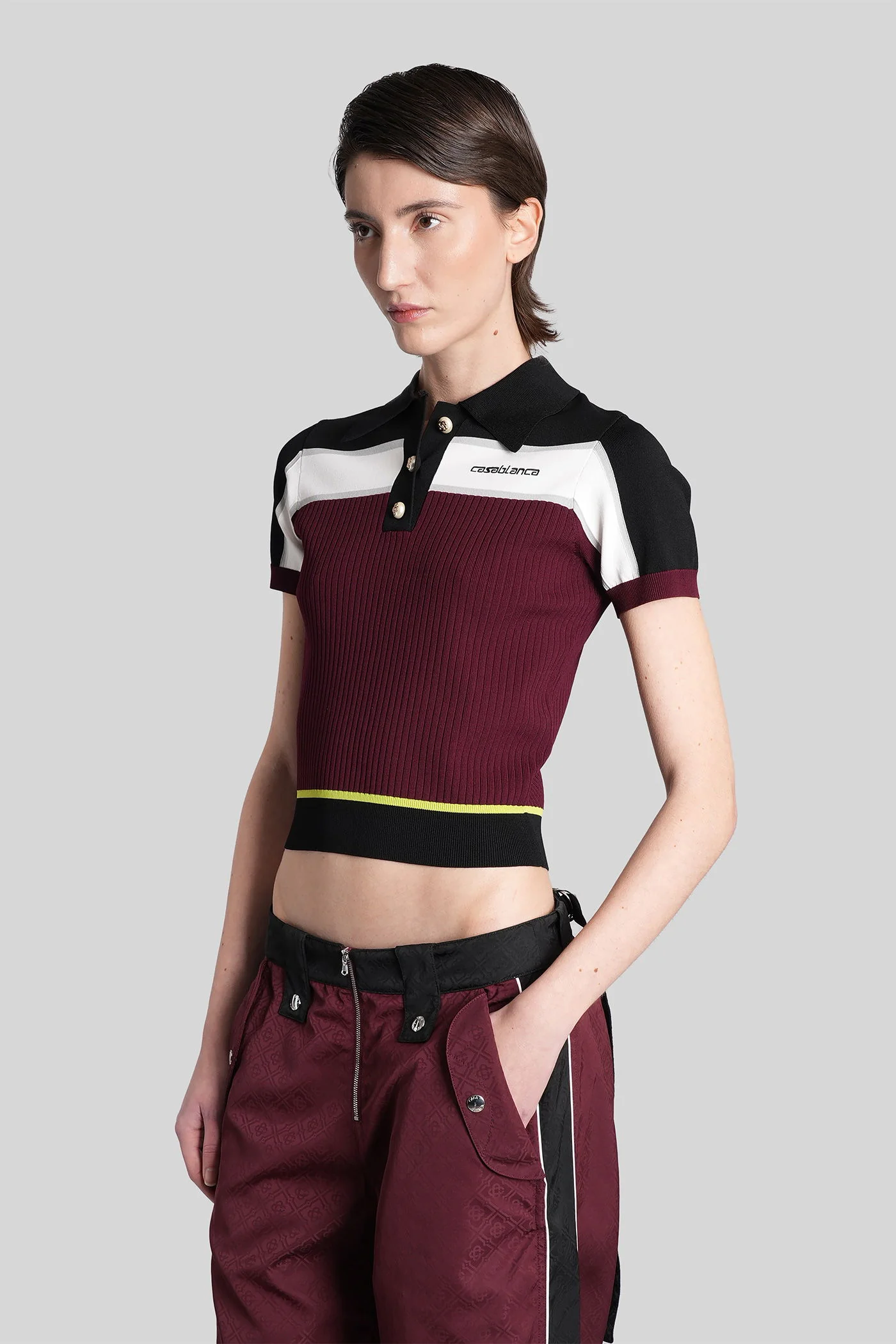 Polo in bordeaux viscose - Image 9