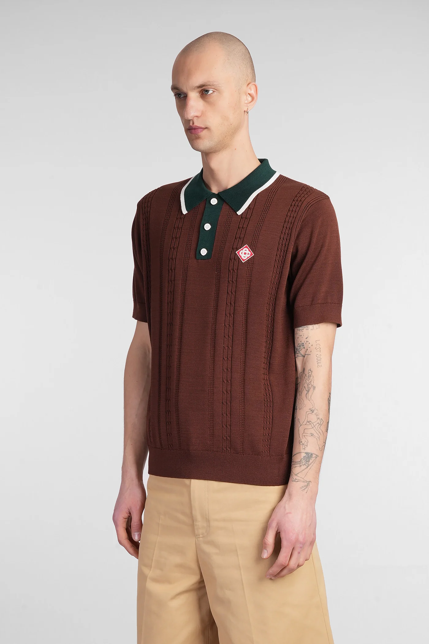 Polo in brown cotton - Image 4