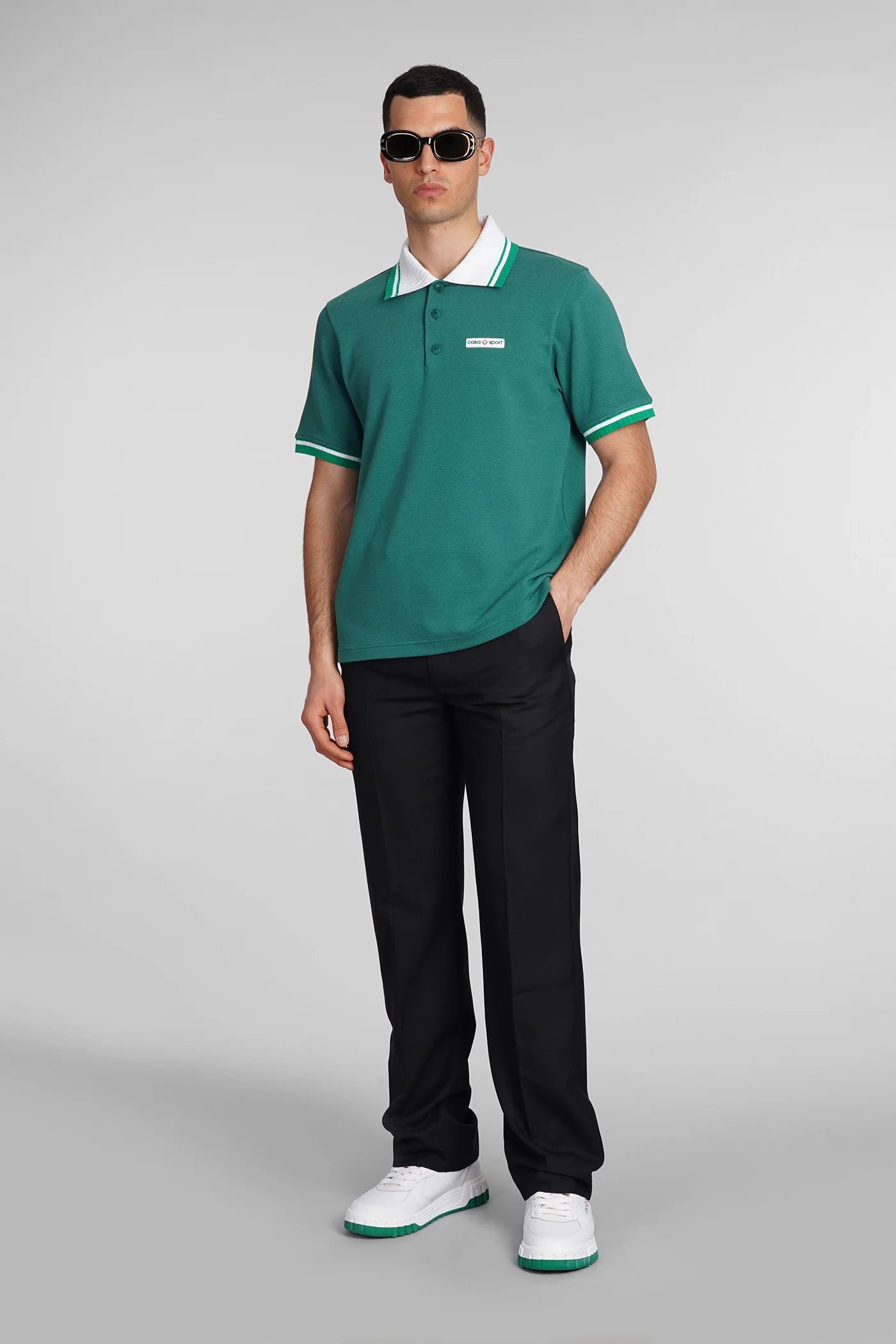 Polo in green cotton - Image 2