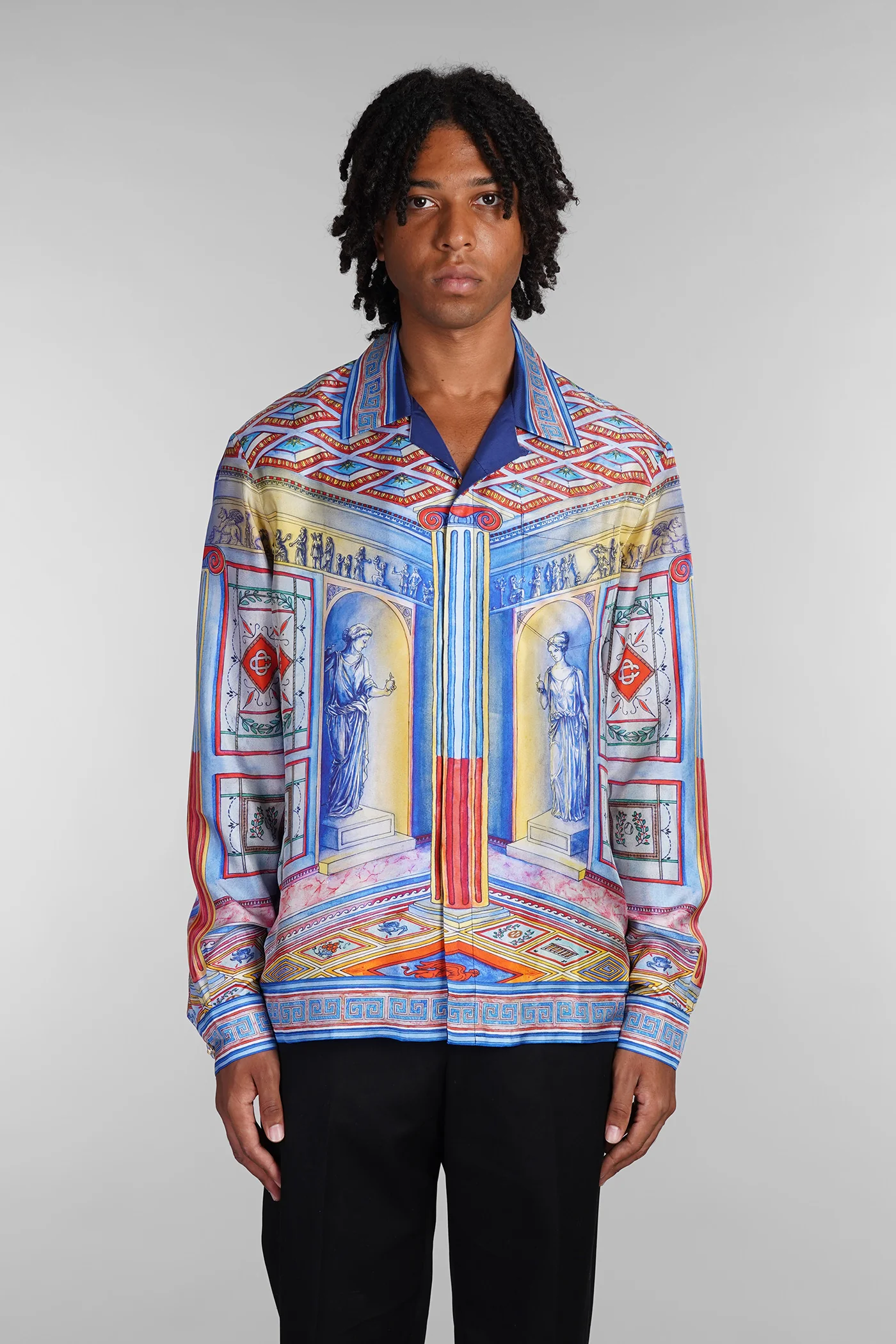 Shirt in blue silk
