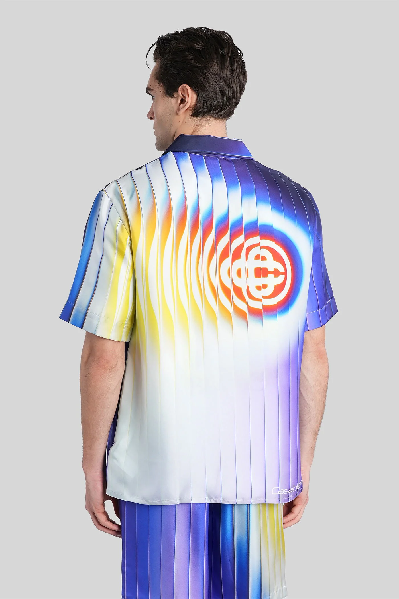 Shirt in blue silk - Image 8