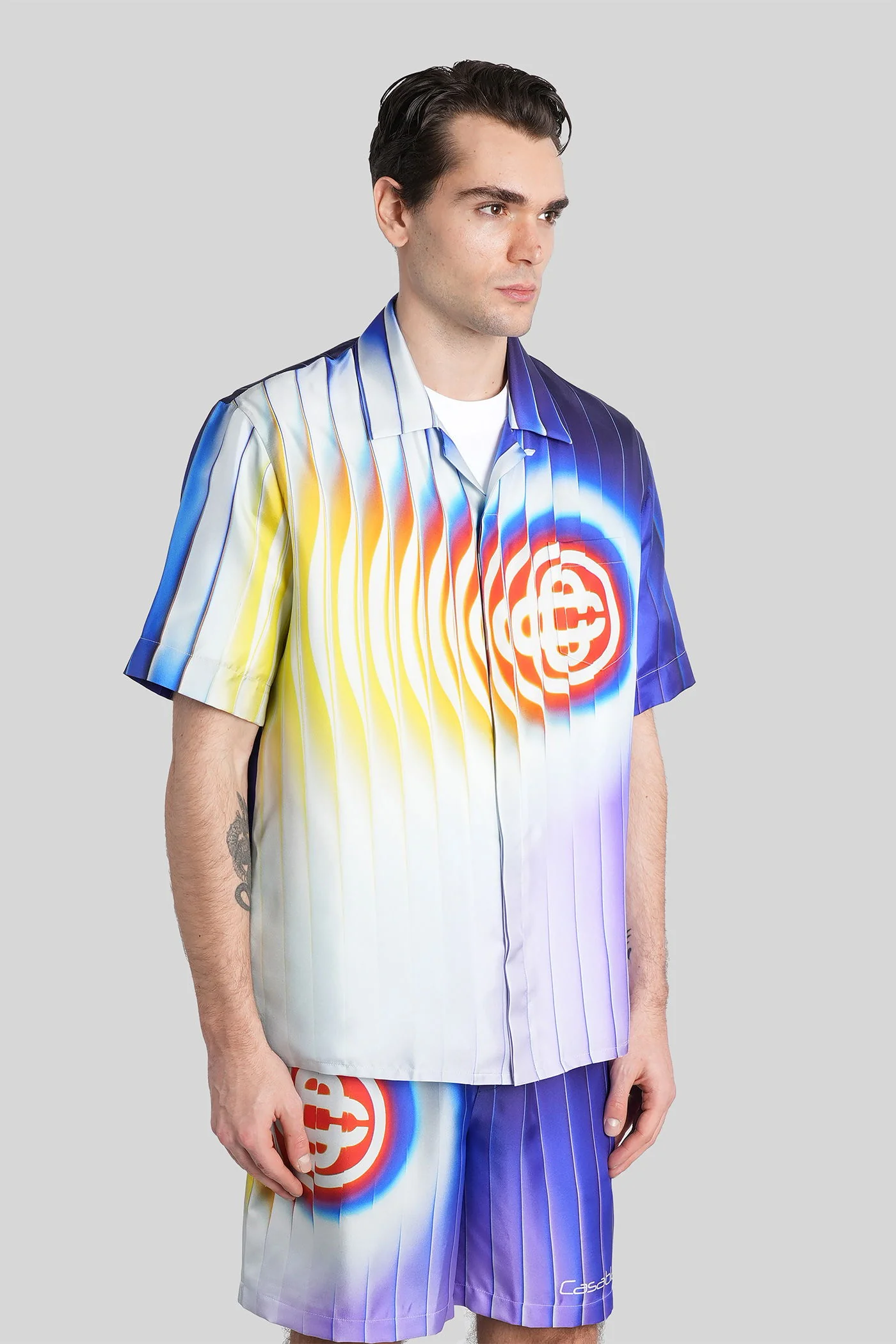 Shirt in blue silk - Image 9