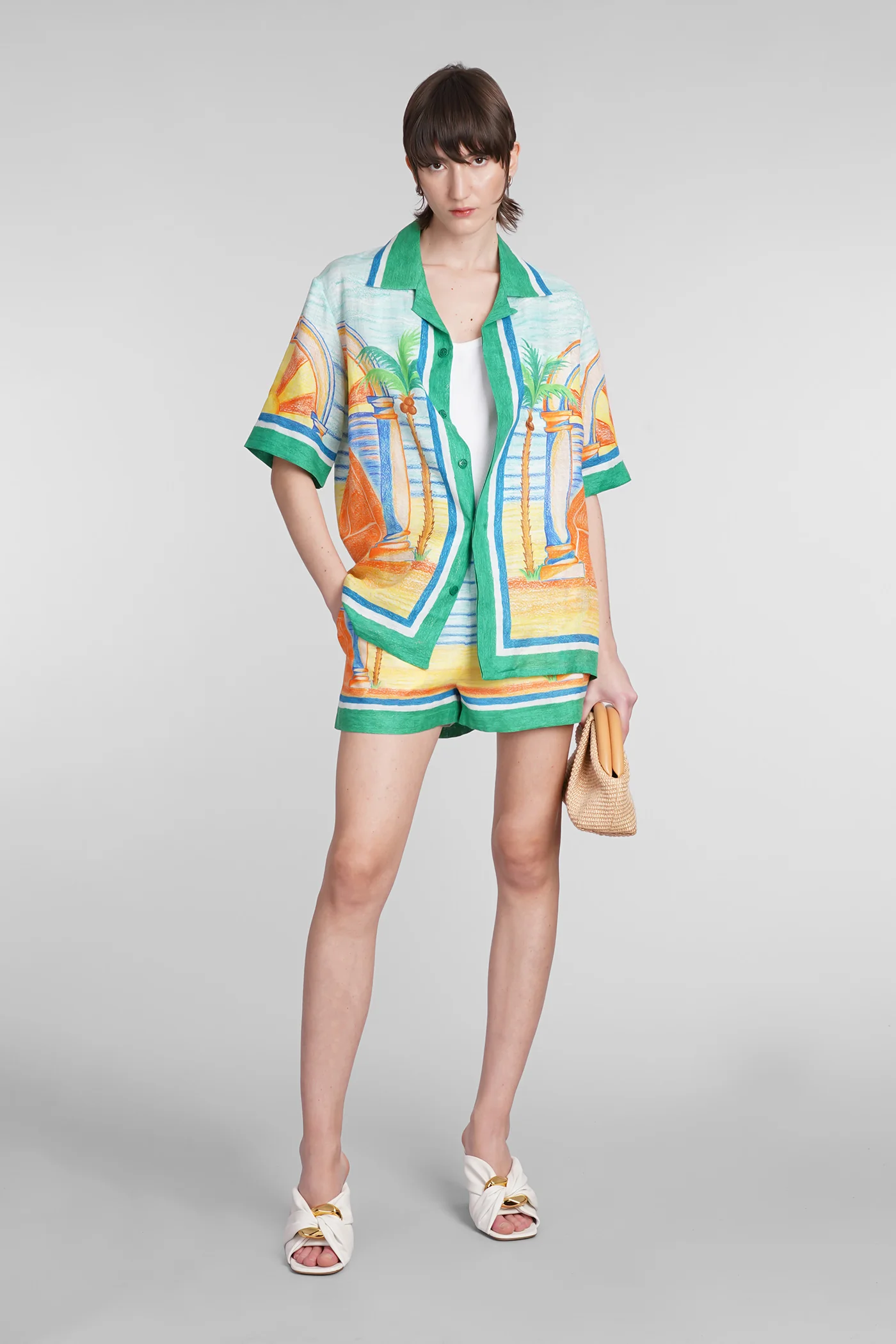 Shirt in cyan linen - Image 2