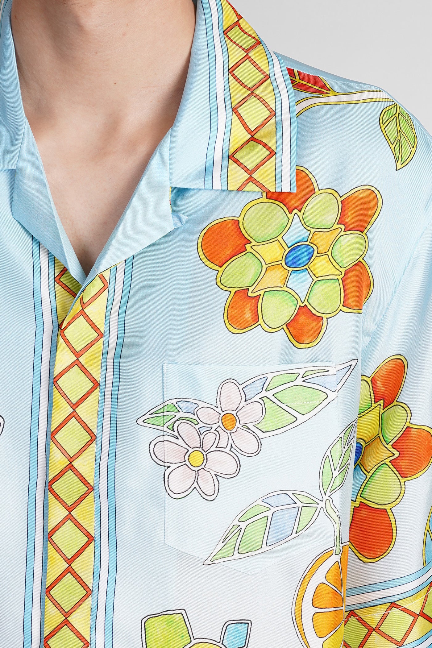 Shirt in cyan silk - Image 5