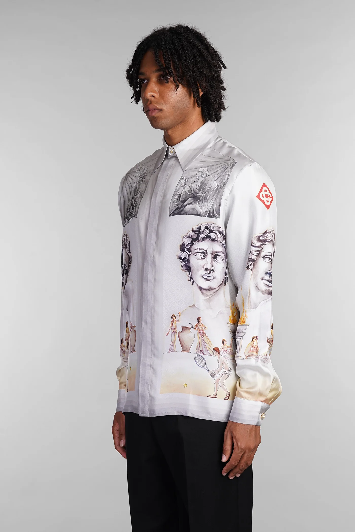 Shirt in grey silk - Image 4