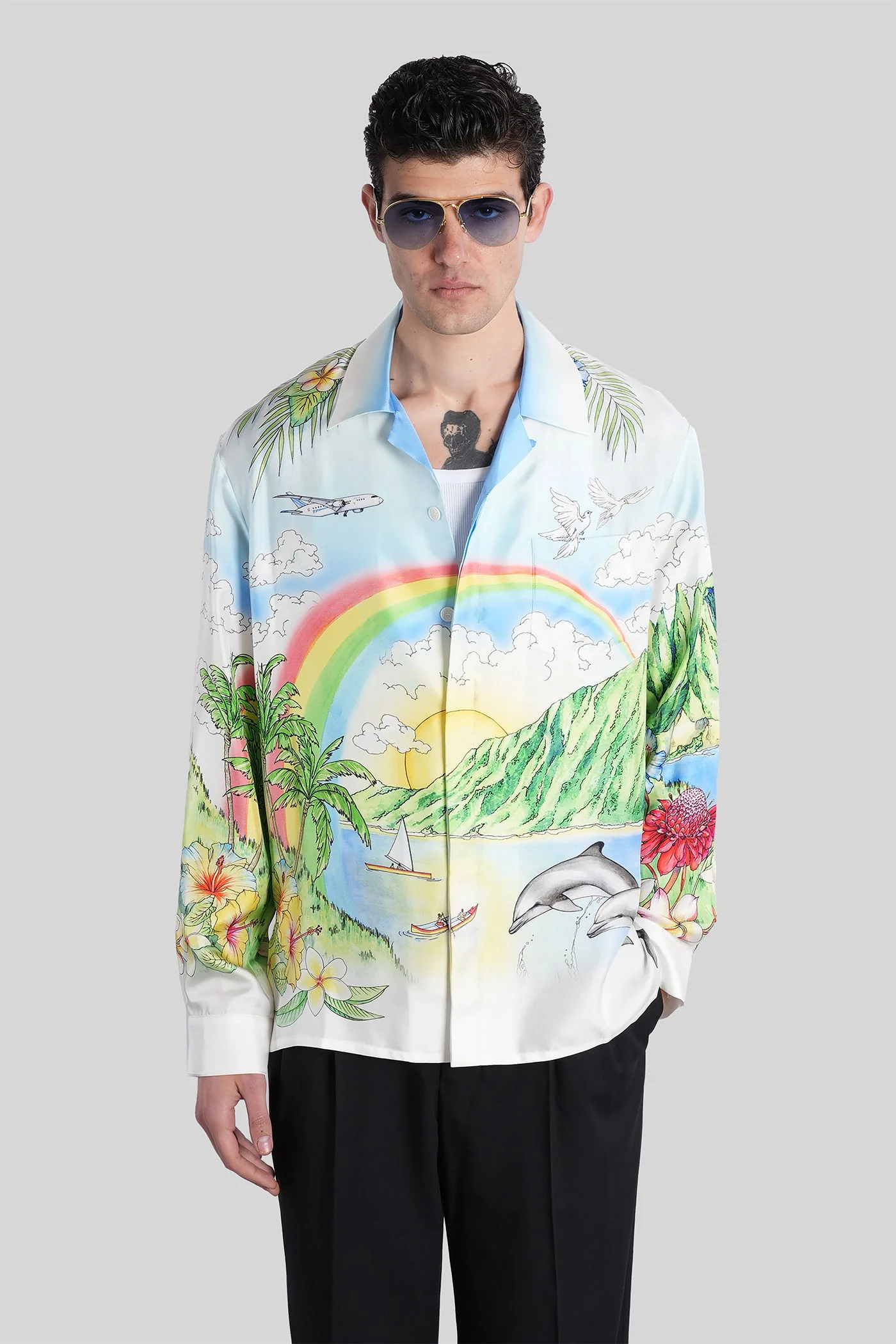 Shirt in multicolor silk