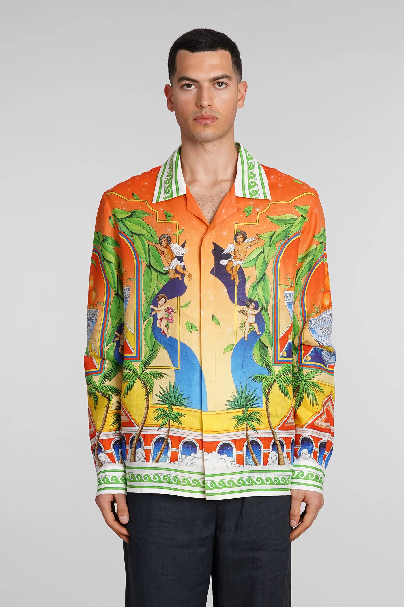 Shirt in orange linen