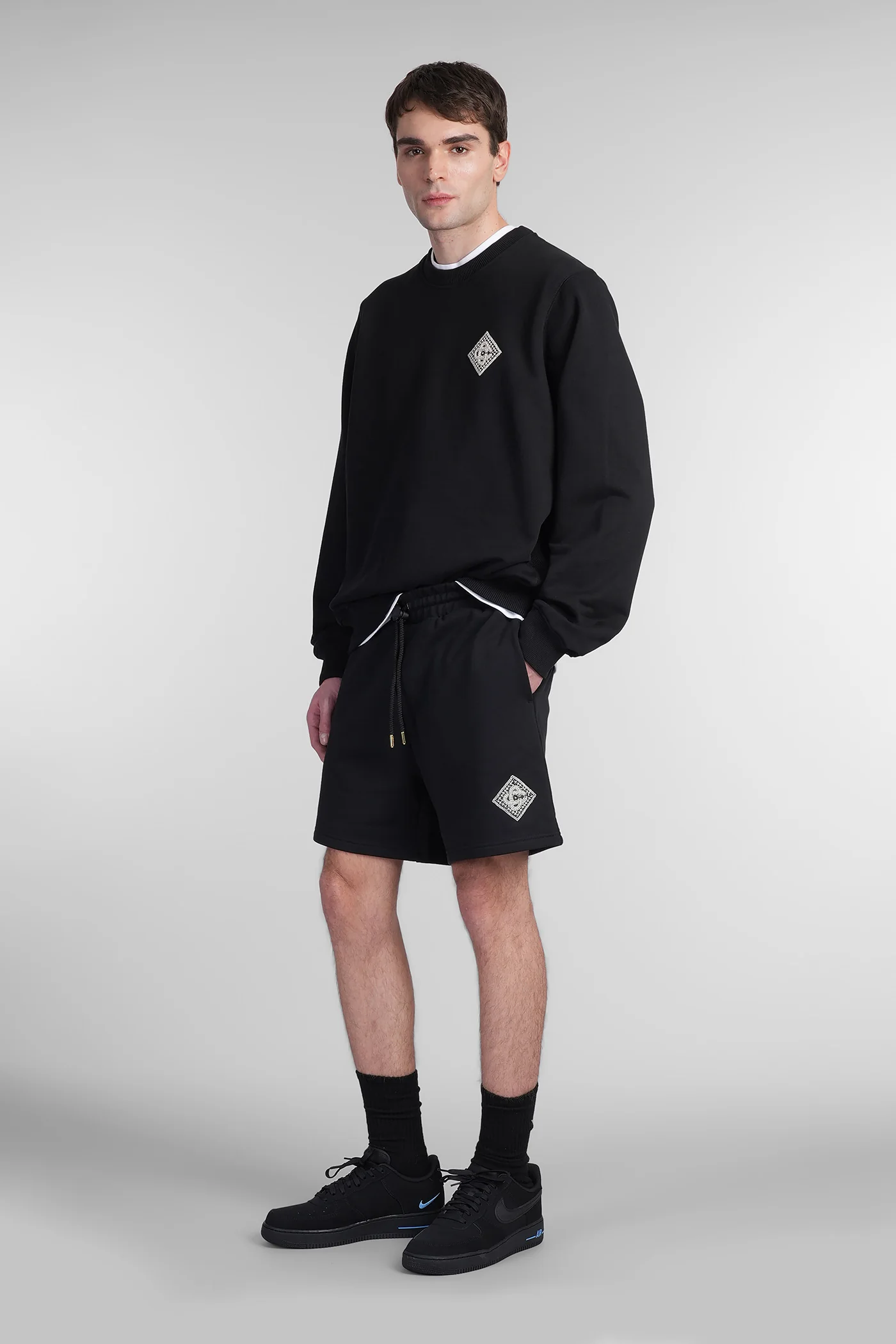 Shorts in black cotton - Image 2
