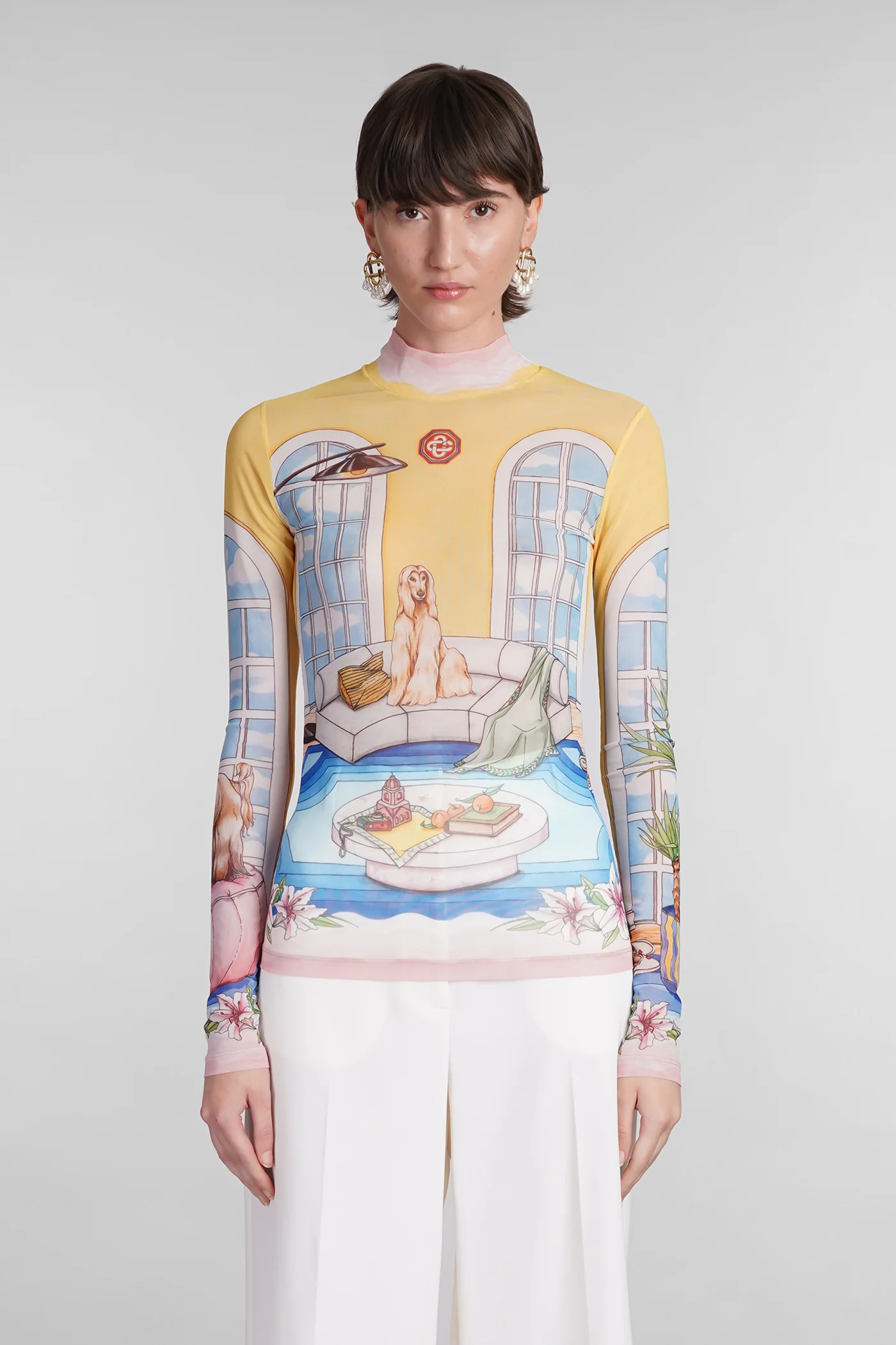 Topwear in multicolor polyester