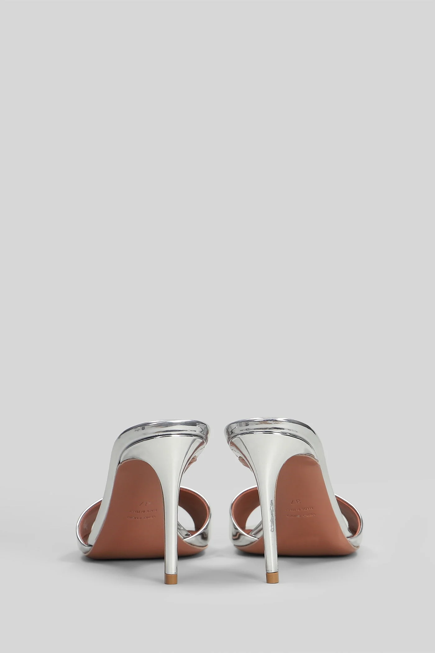 Alixia 80 Slipper-Mule in silver leather - Image 4