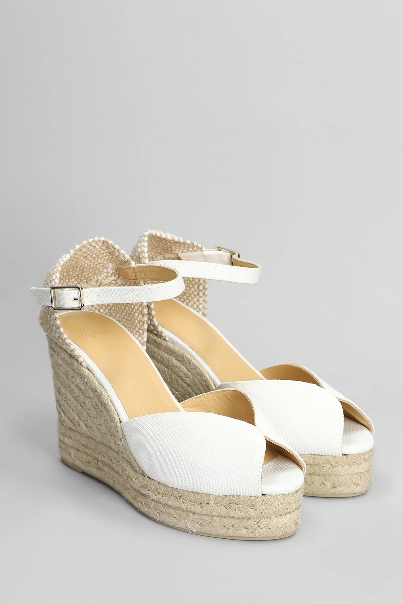 Bianca-8Ed-001 Wedges in white canvas - Image 2