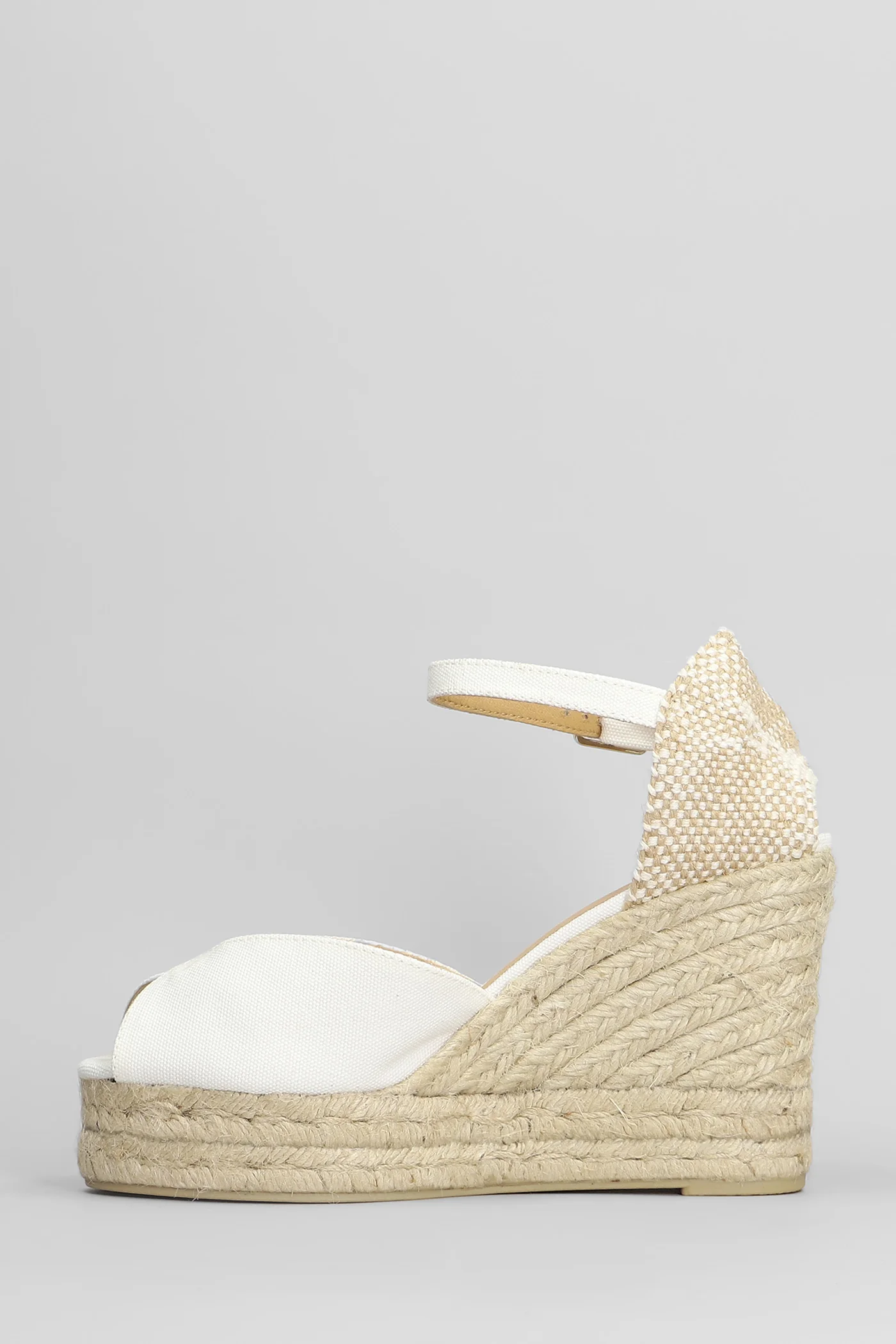 Bianca-8Ed-001 Wedges in white canvas - Image 3