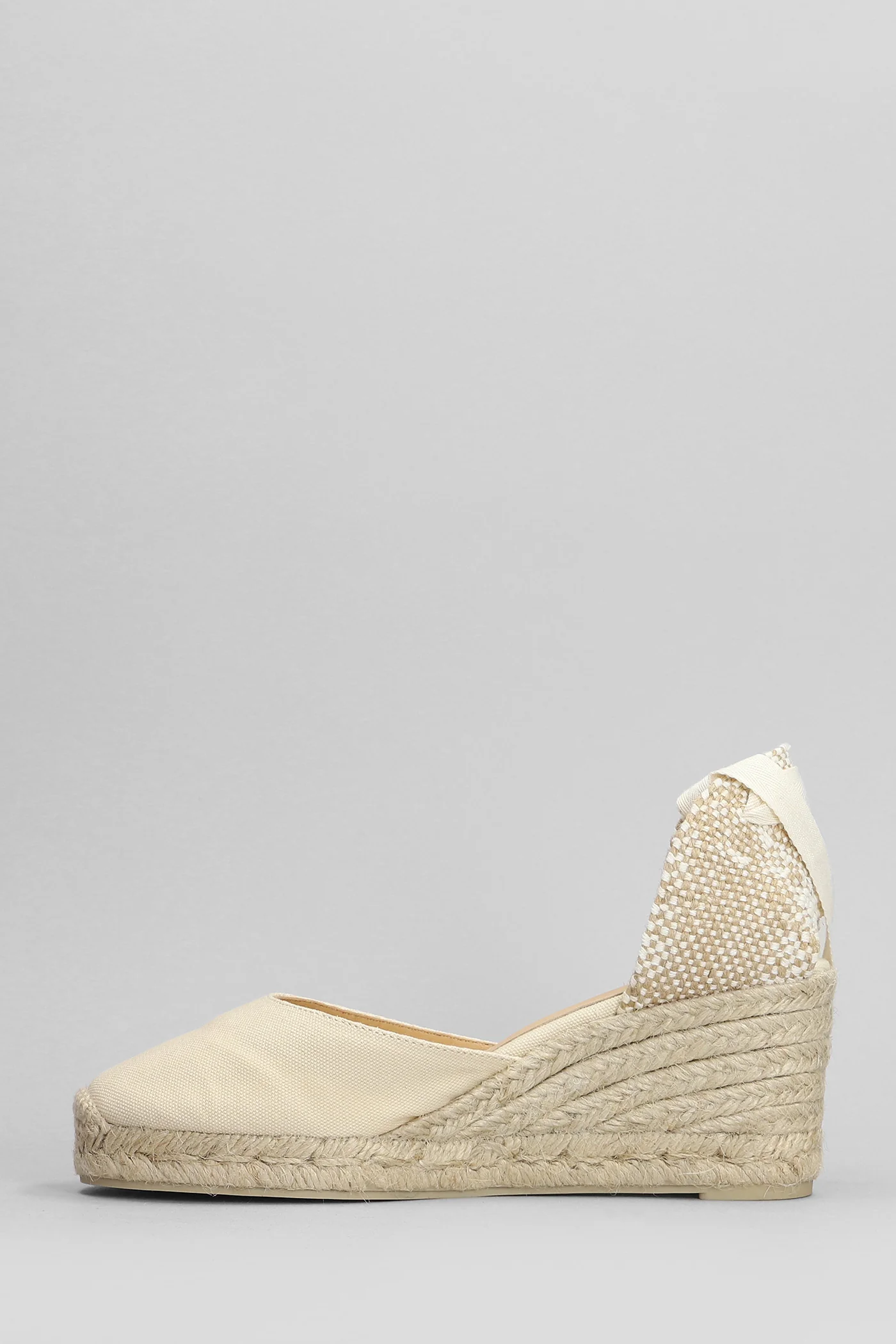 Carina-6-001 Wedges in beige canvas - Image 3
