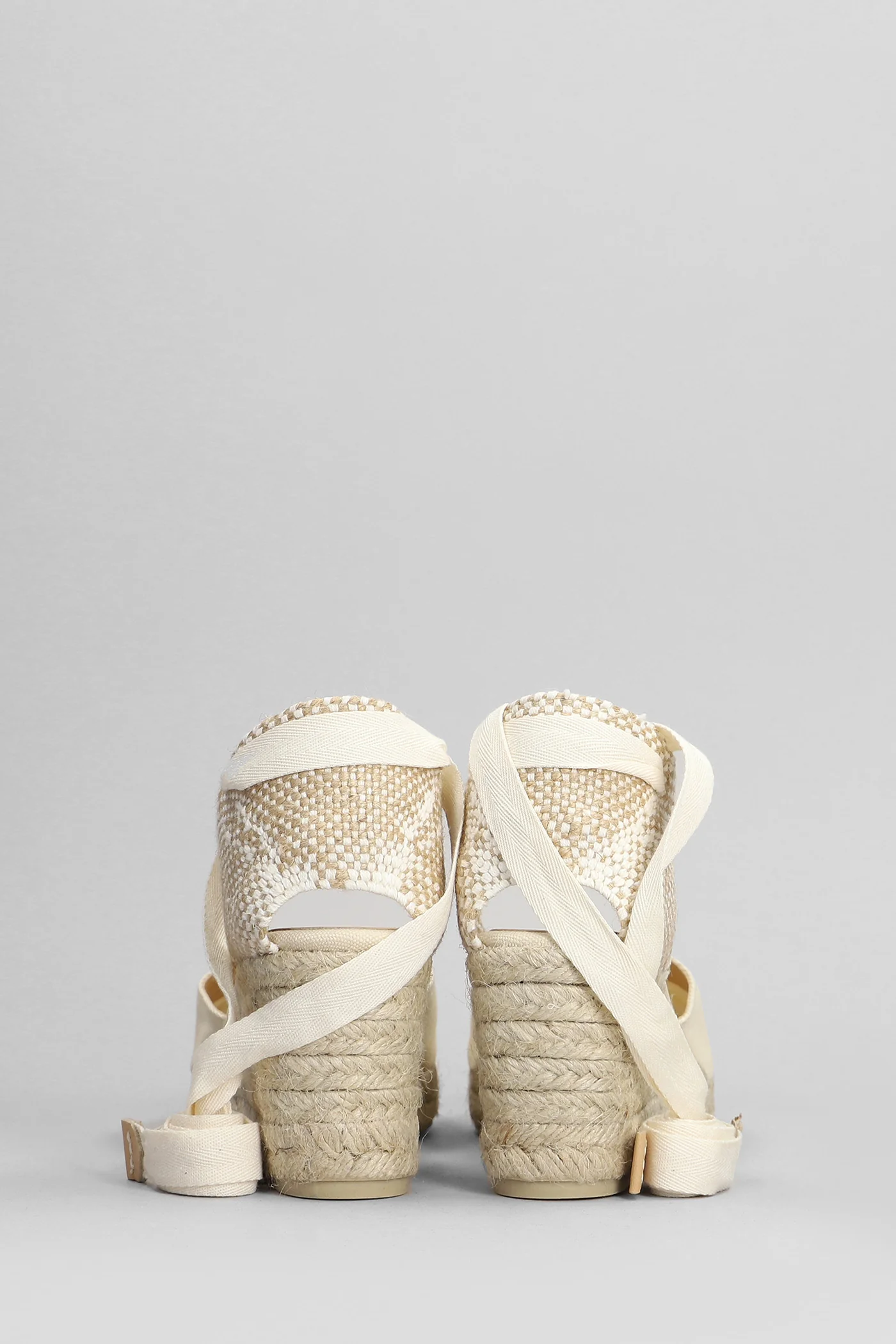 Carina-6-001 Wedges in beige canvas - Image 4