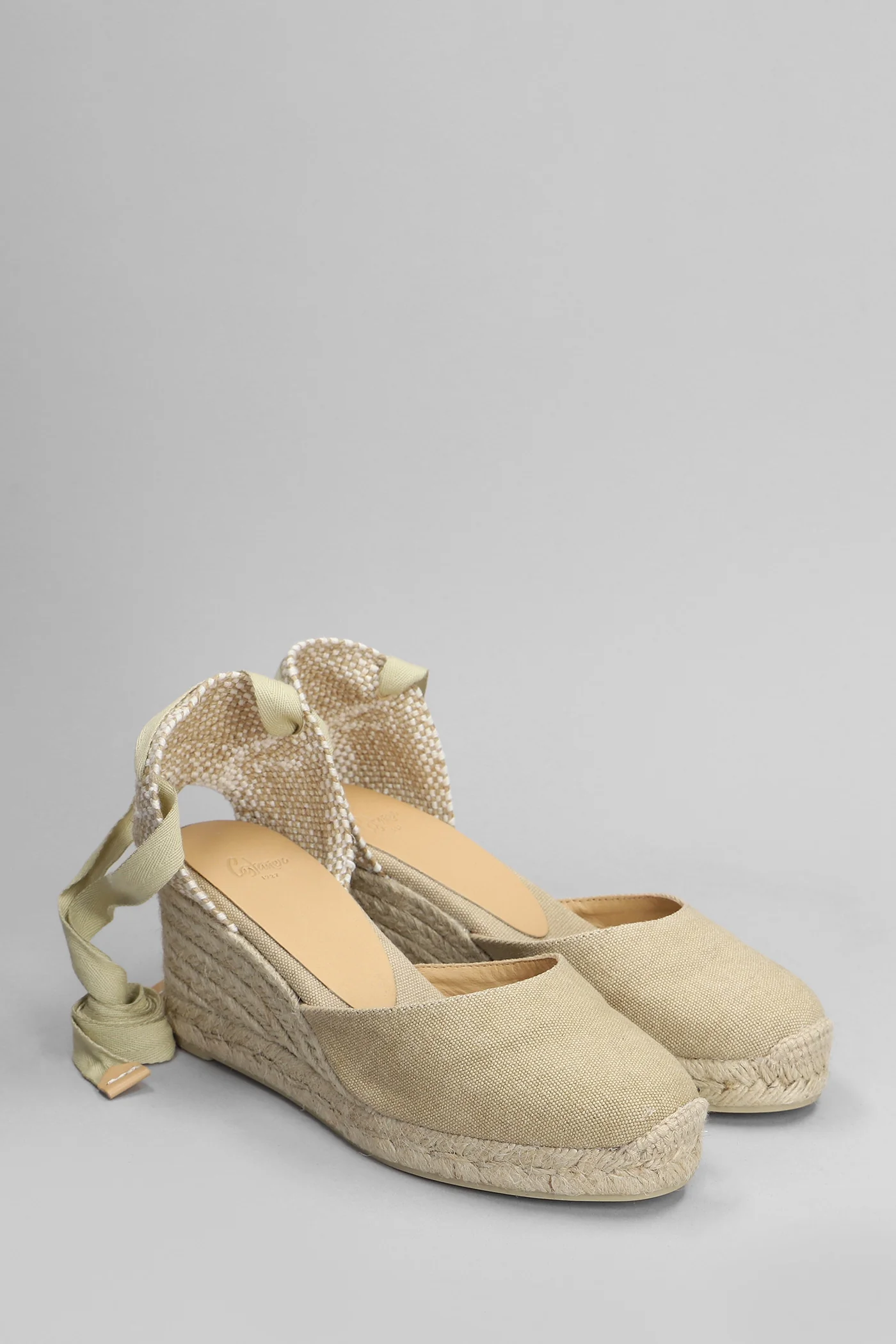 Carina-6-002 Wedges in beige canvas - Image 2