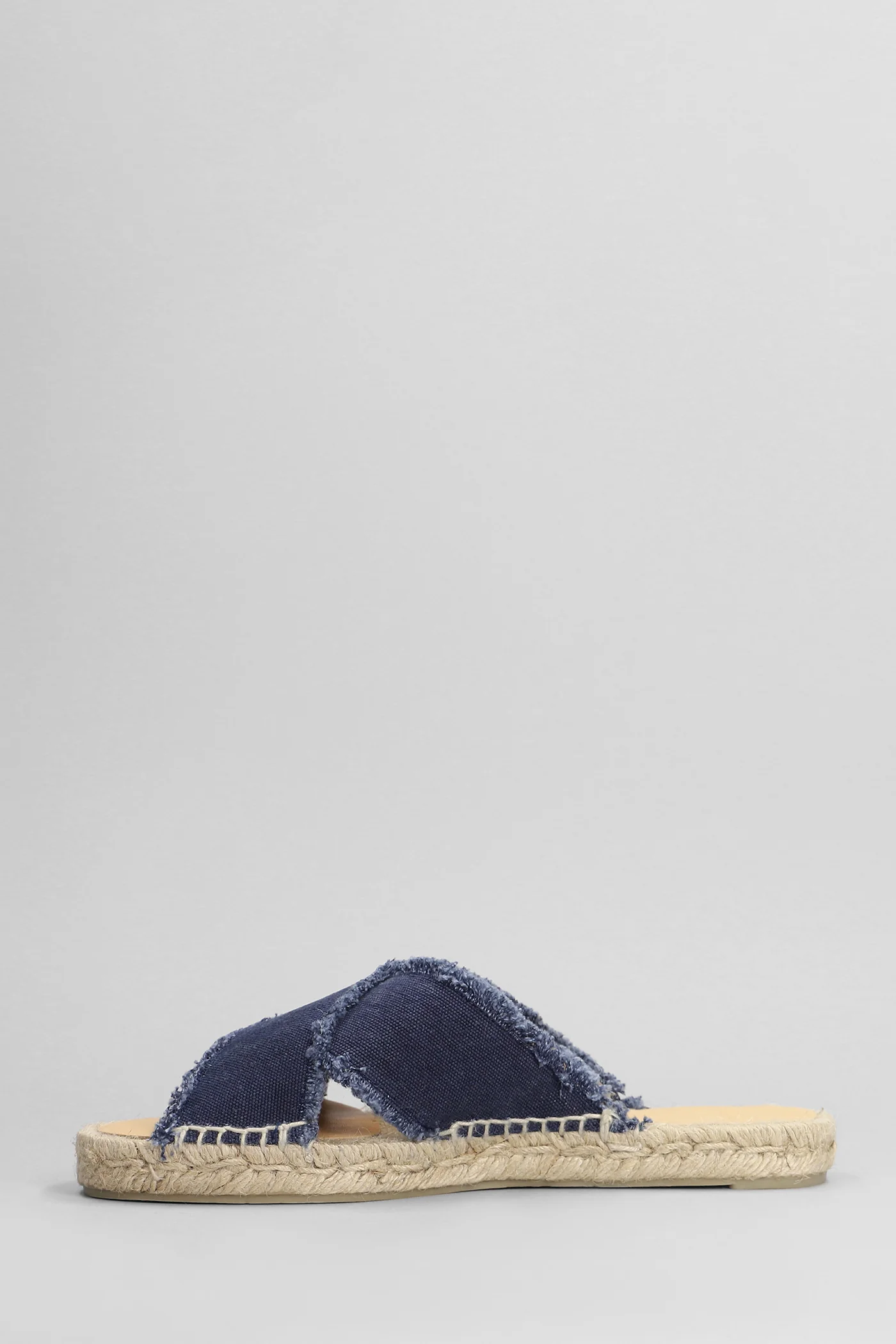 Palmera-002 Flats in blue cotton - Image 3