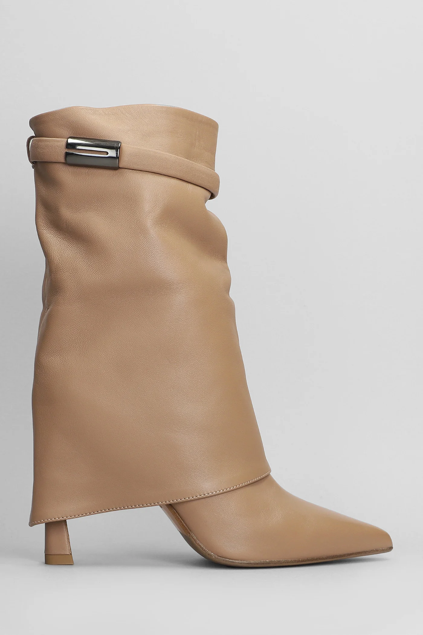 High heels Ankle boots in beige leather