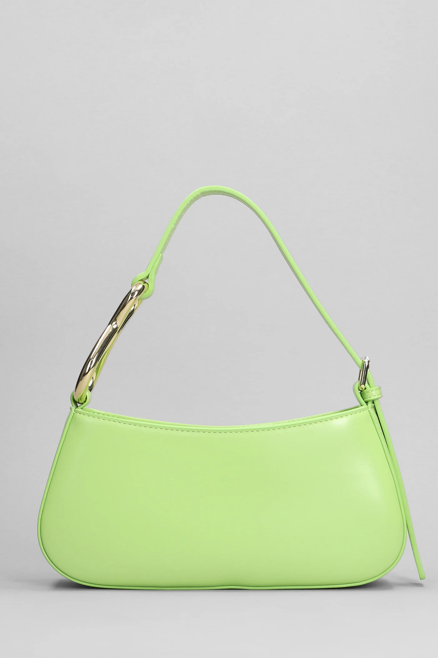 Shoulder bag in green faux leather - Image 3