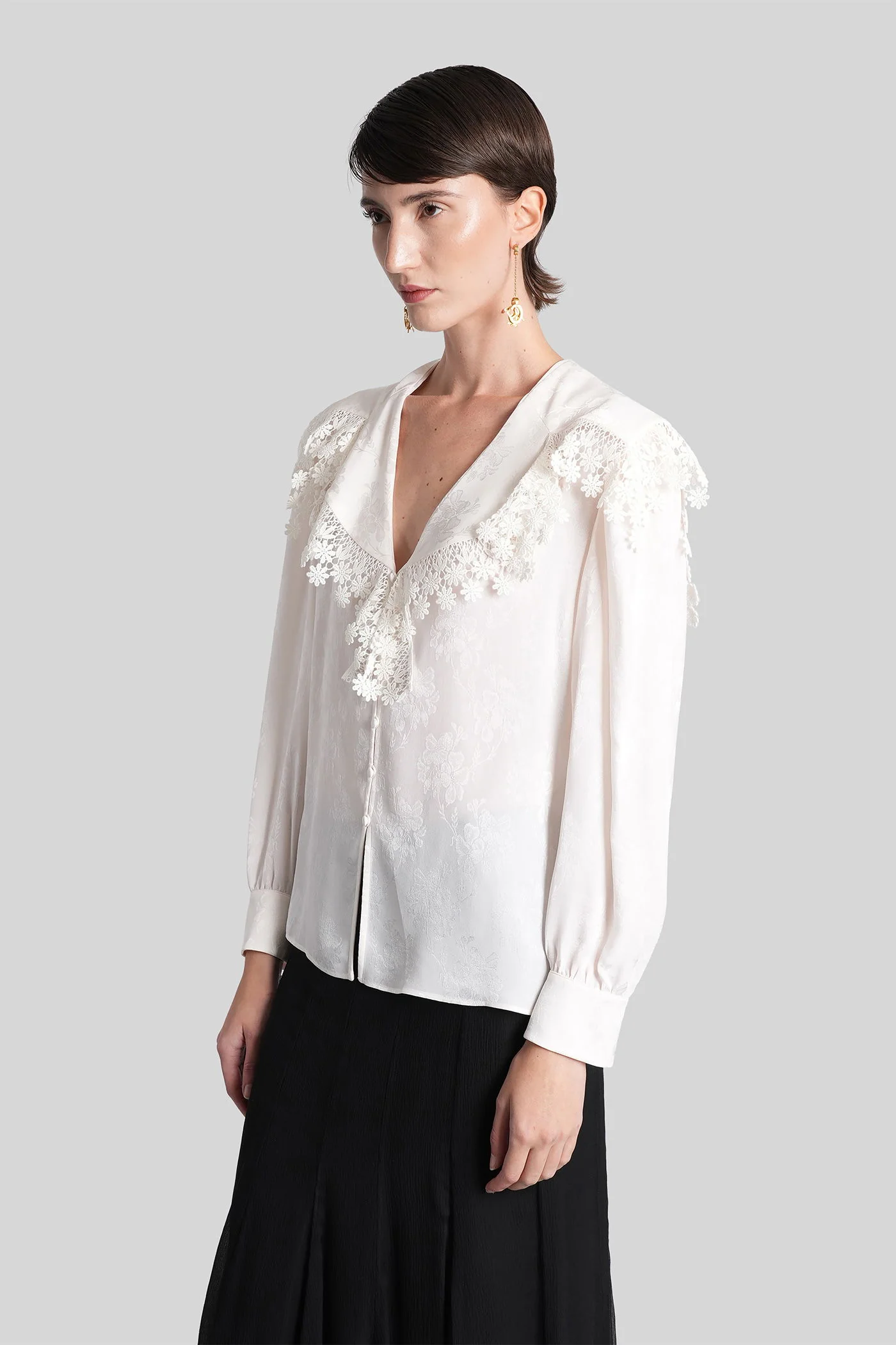 Blouse in beige silk - Image 4