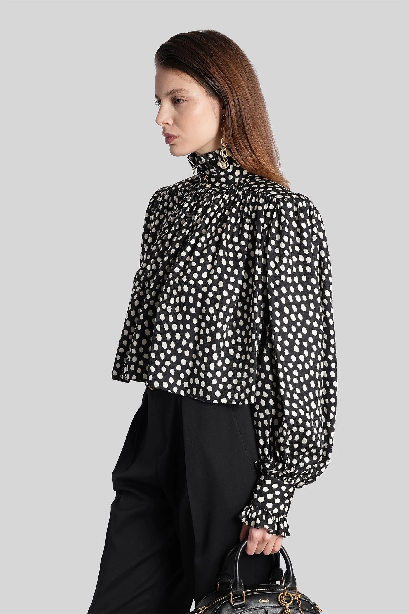 Blouse in black silk - Image 4