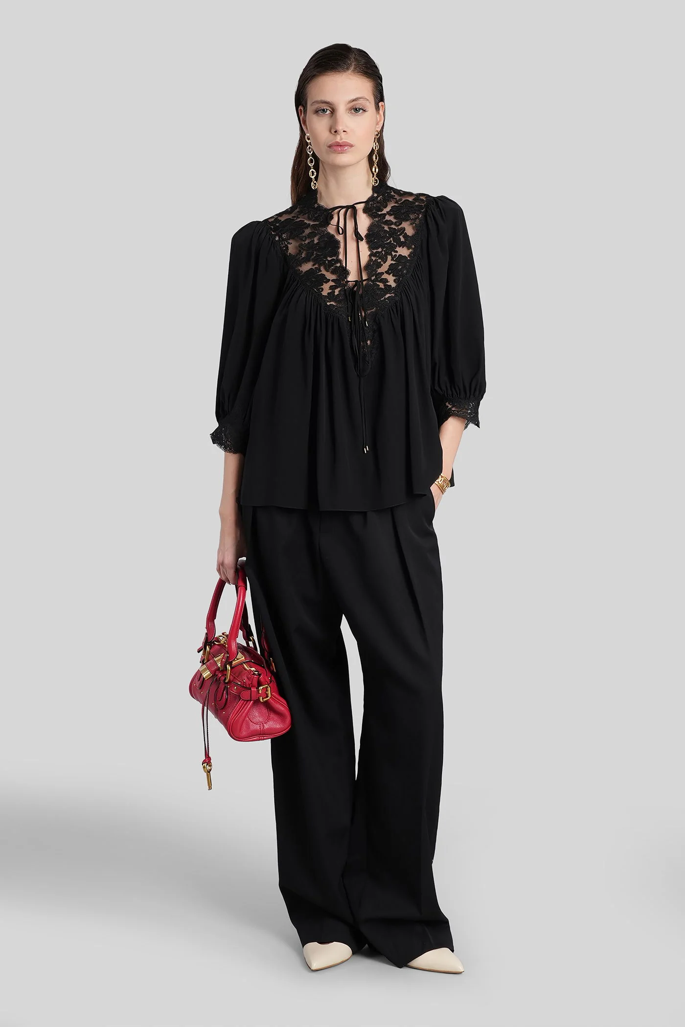 Blouse in black silk - Image 2