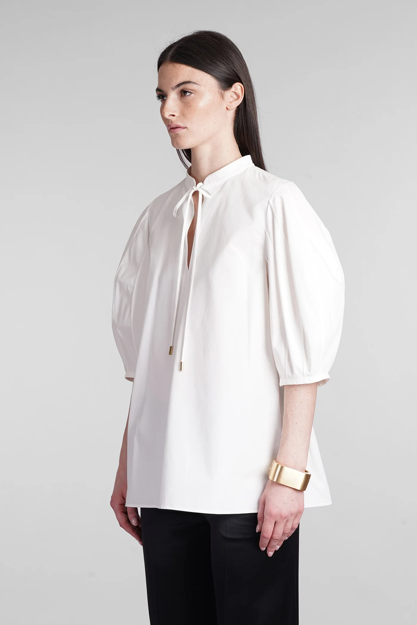 Blouse in white cotton - Image 4