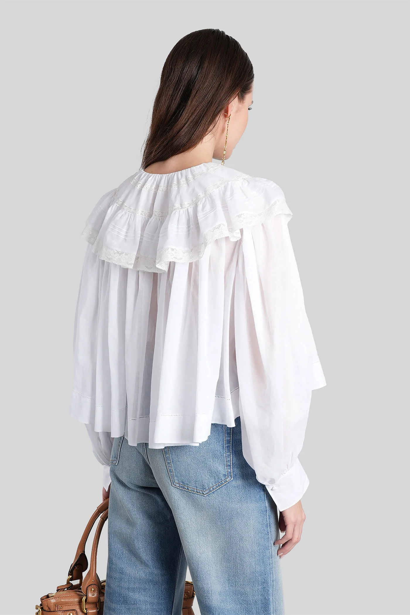 Blouse in white cotton - Image 3