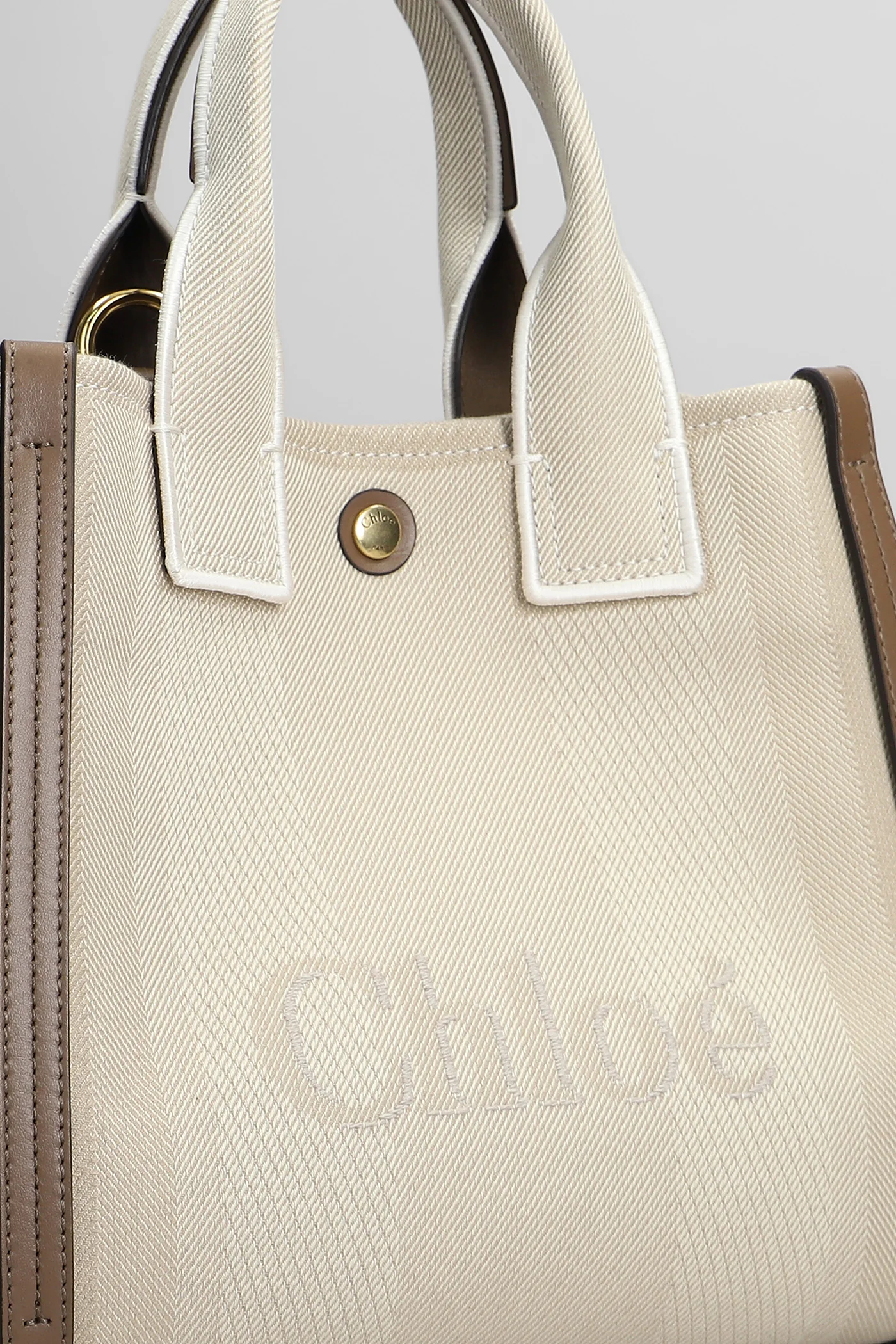 Carry Tote in beige cotton - Image 4